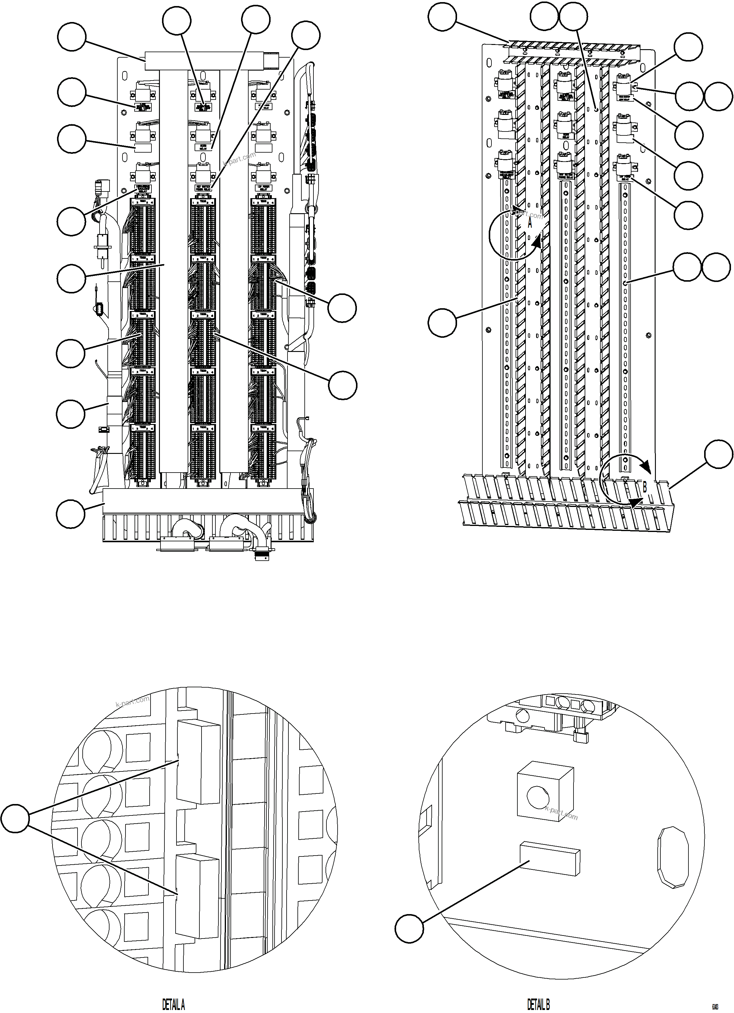Komatsu parts book diagram for AFE78-X 930E-5 S/N A40089  IOCC: AUXILIARY CONTROL CABINET - REAR WALL