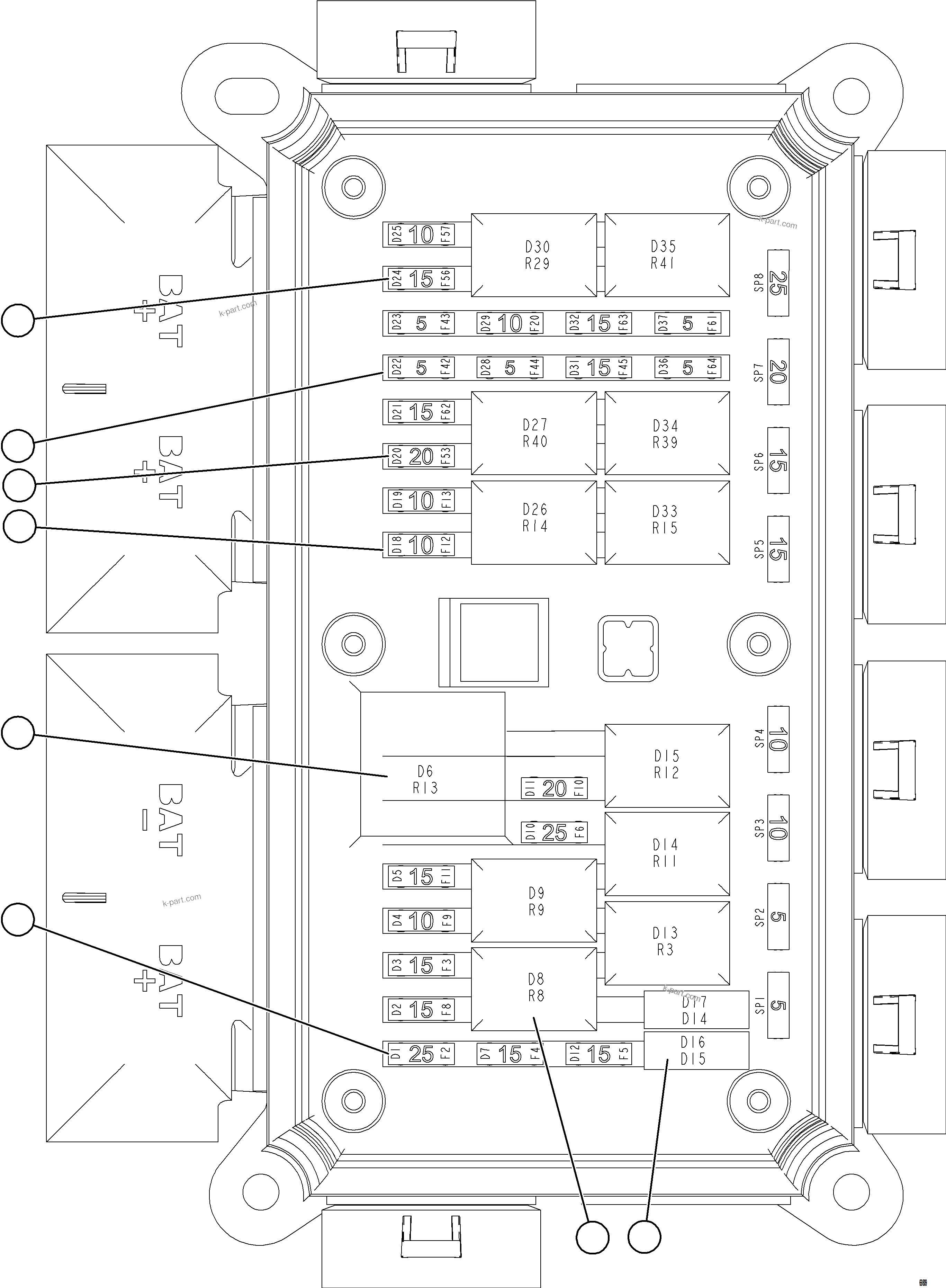 Komatsu parts book diagram for AFE78-X 930E-5 S/N A40089  IOCC: VEHICLE ELECTRICAL CENTER VEC-89    58E-06-02043