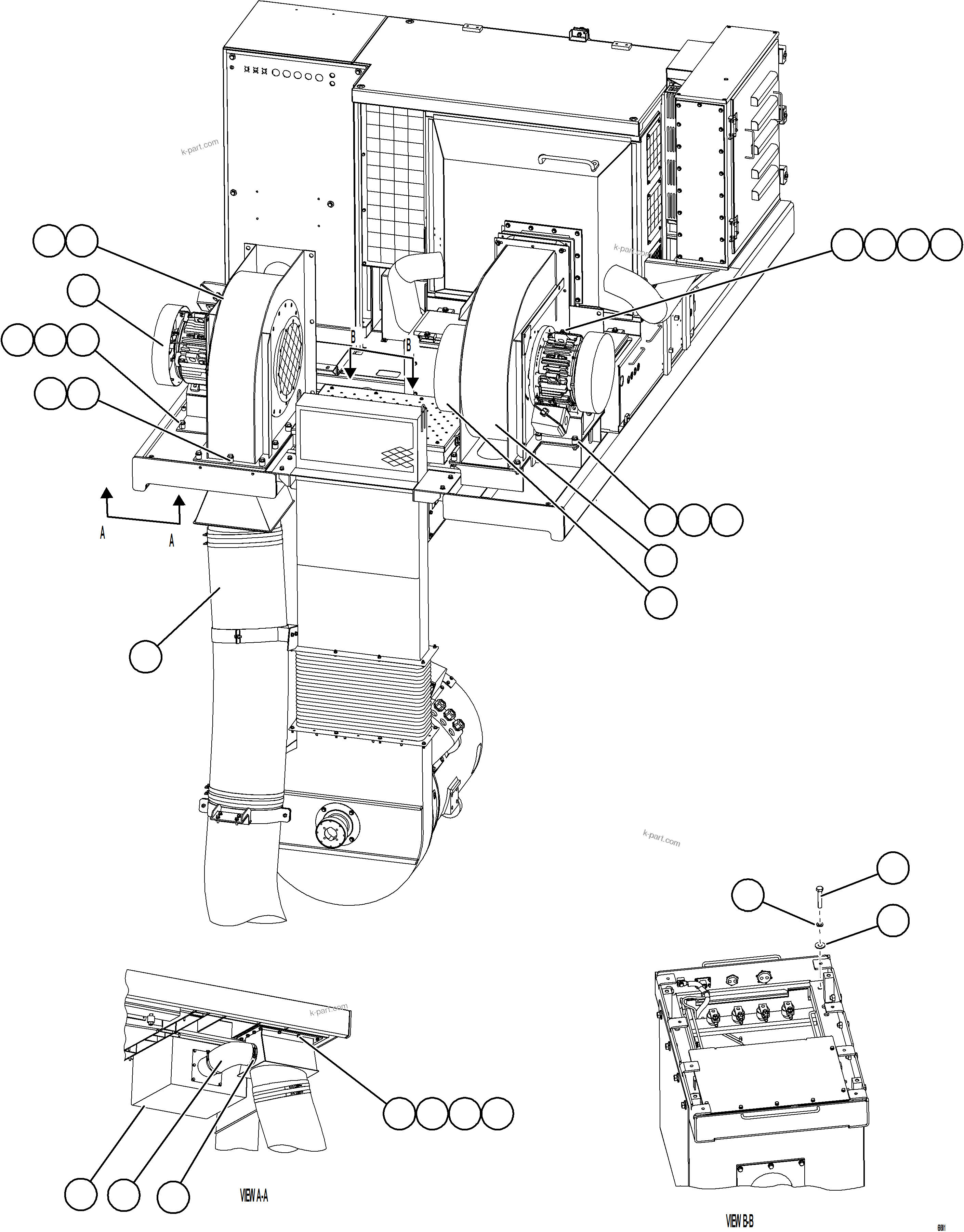 Komatsu parts book diagram for AFE78-X 930E-5 S/N A40089  IOCC: AUXILIARY BLOWER INSTALLATION