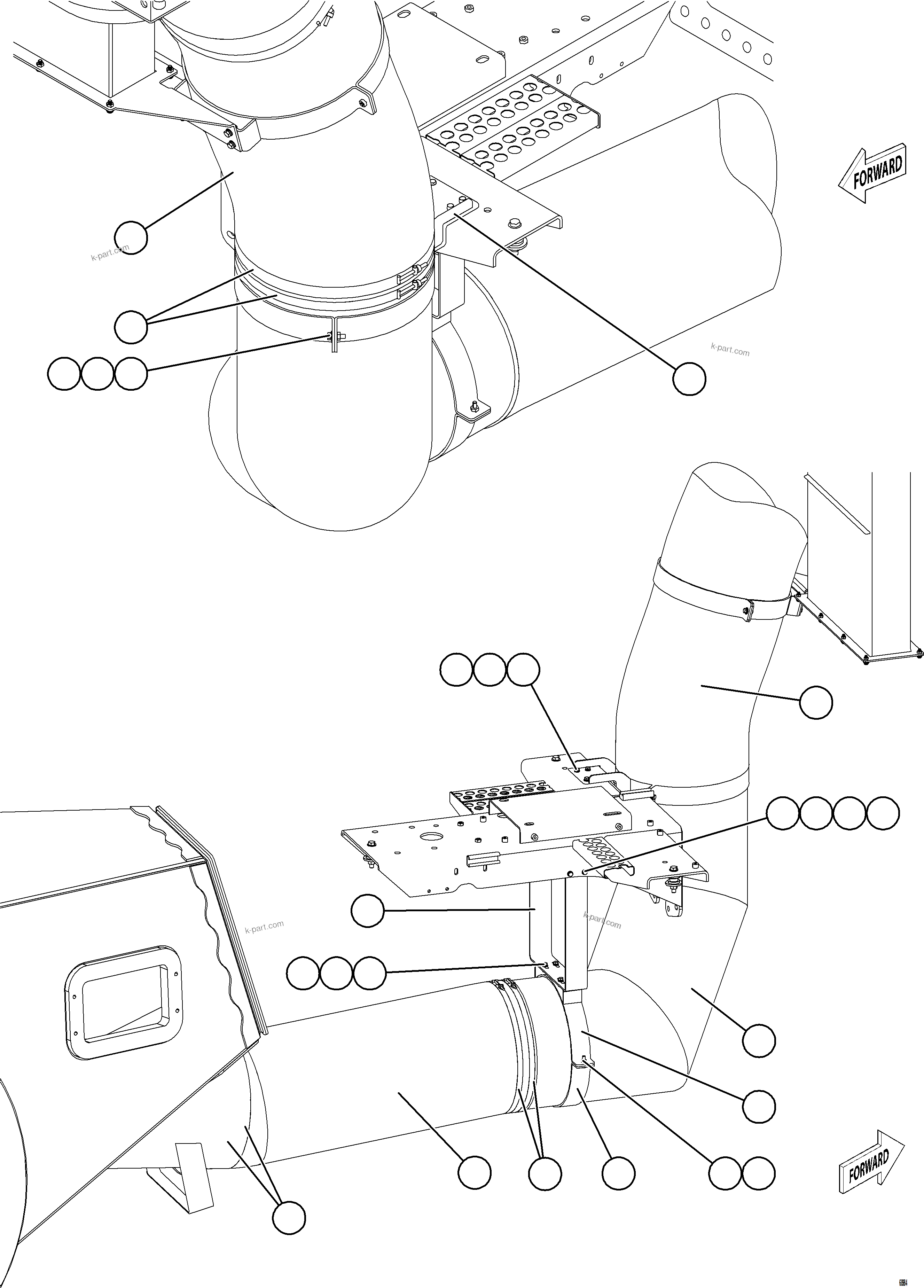 Komatsu parts book diagram for AFE78-X 930E-5 S/N A40089  IOCC: REAR AXLE BLOWER DUCTS