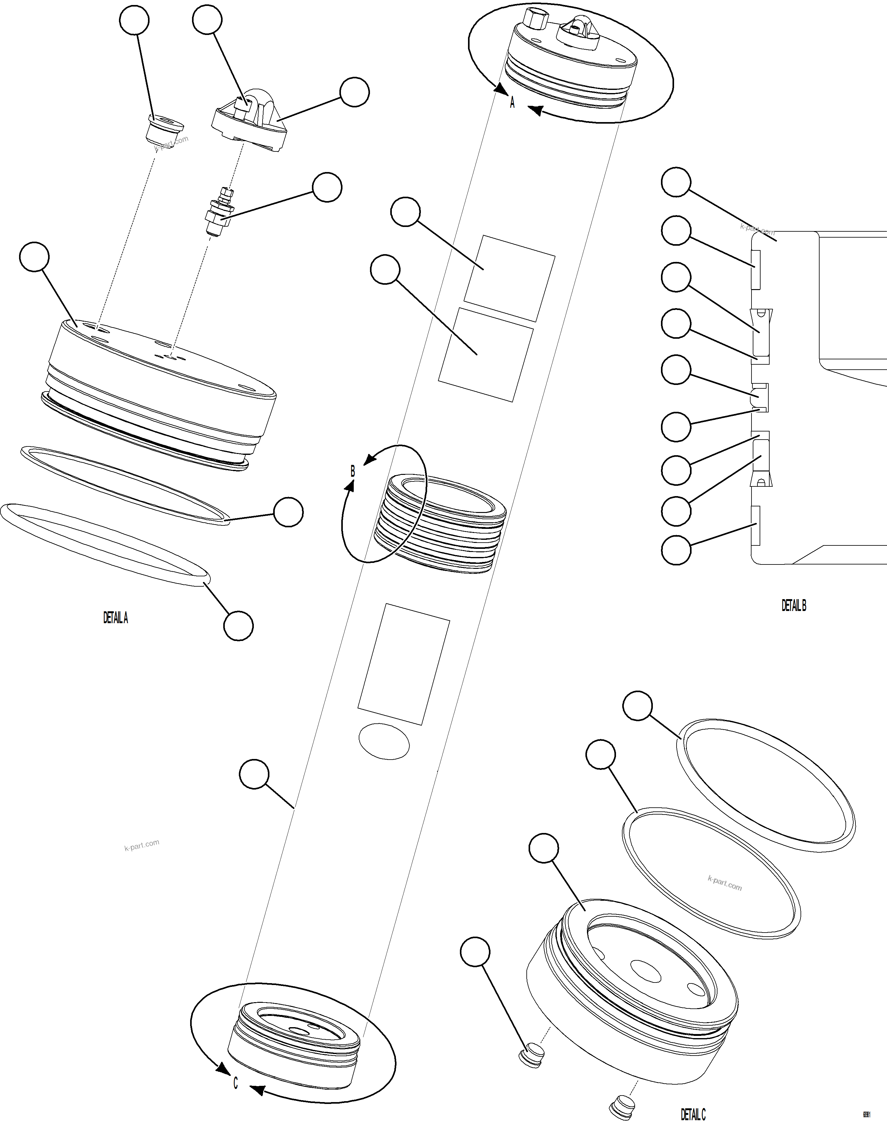 Komatsu parts book diagram for AFE78-X 930E-5 S/N A40089  IOCC: PISTON ACCUMULATOR ASSM (10.0 GAL)    58B-60-20071