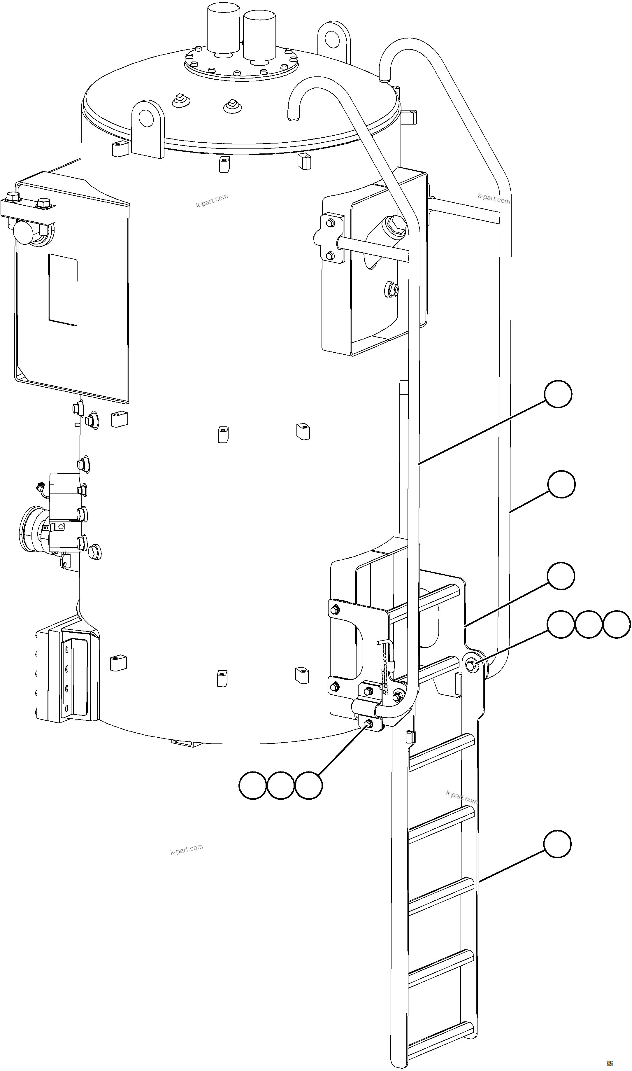 Komatsu parts book diagram for AFE78-X 930E-5 S/N A40089  IOCC: HYDRAULIC TANK LADDER
