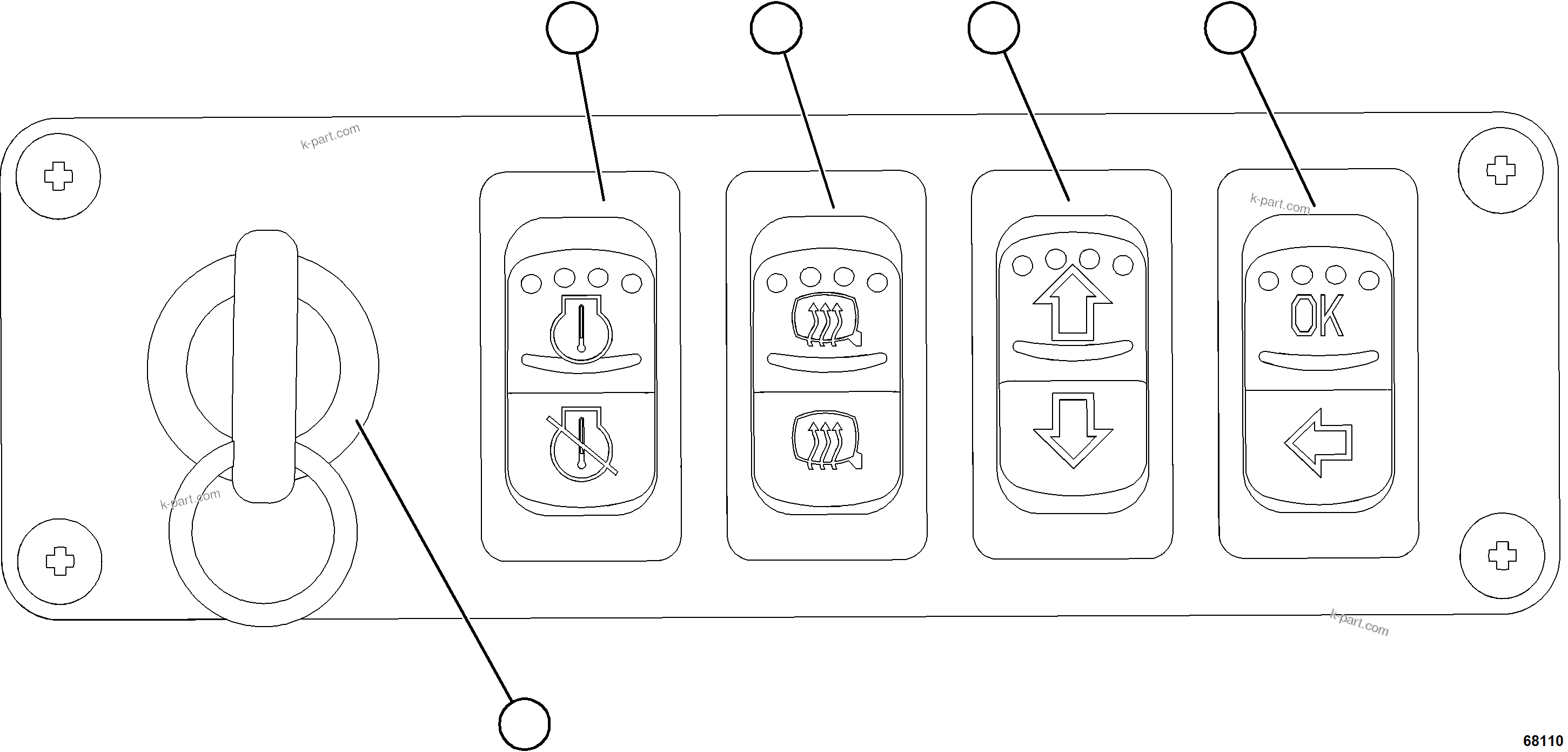 Komatsu parts book diagram for AFE78-X 930E-5 S/N A40089  IOCC: LOWER RH DASH SWITCHES