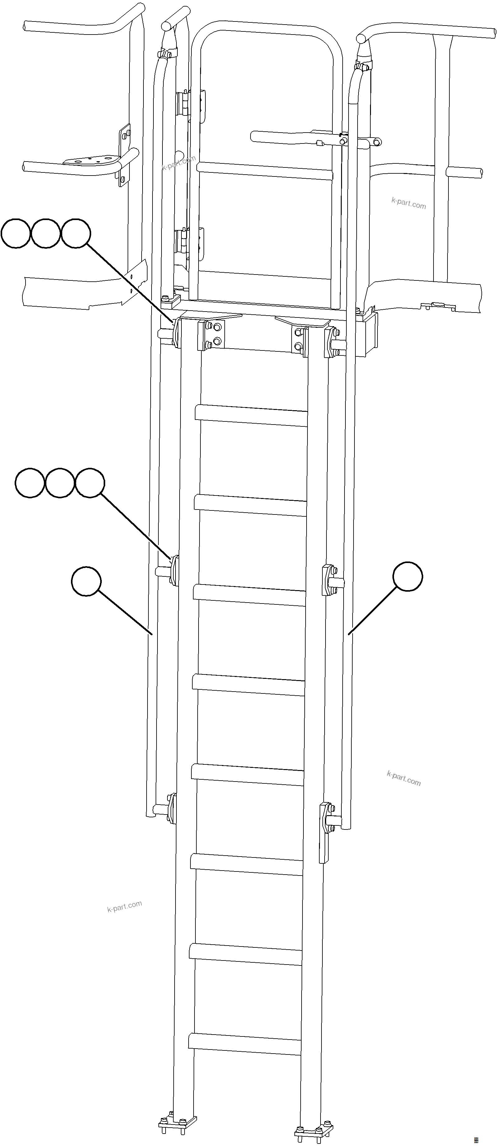 Komatsu parts book diagram for AFE78-X 930E-5 S/N A40089  IOCC: LH EMERGENCY LADDER HANDRAILS