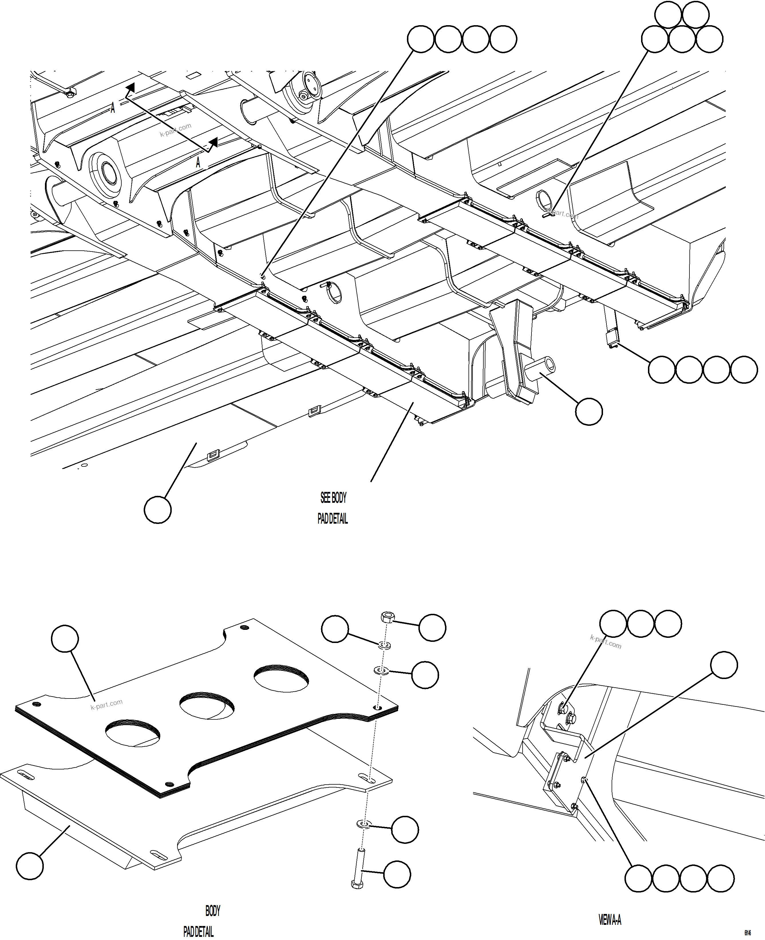 Komatsu parts book diagram for AFE78-X 930E-5 S/N A40089  IOCC: BODY GUIDES & BODY PADS