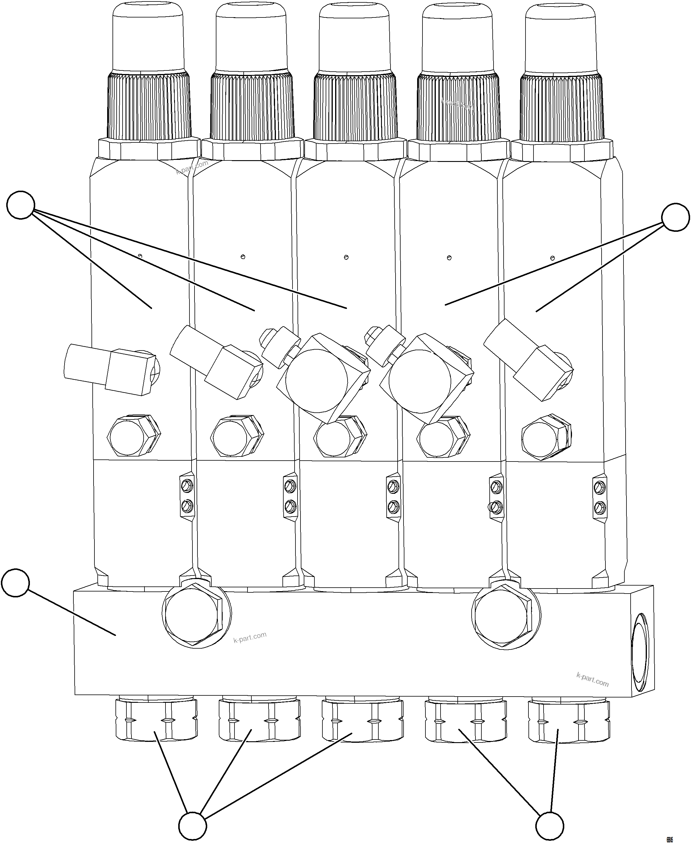 Komatsu parts book diagram for AFE78-X 930E-5 S/N A40089  IOCC: 5-PIECE INJECTOR ASSEMBLY    TA4411