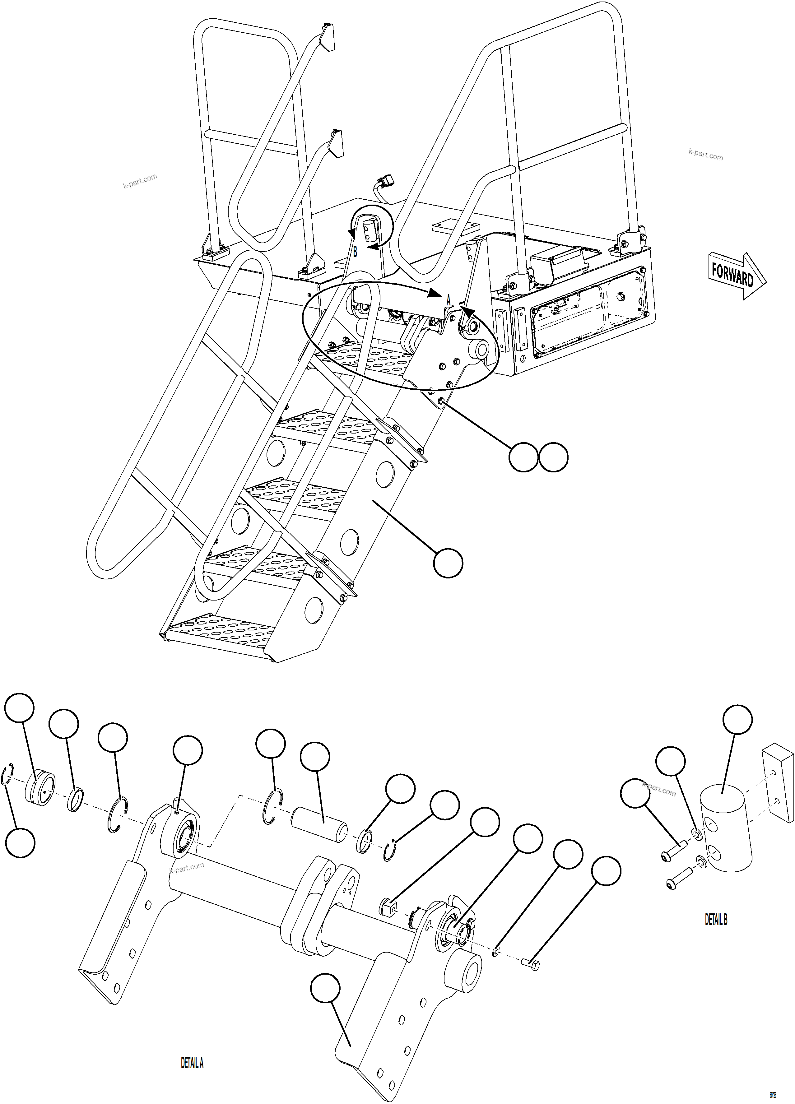 Komatsu parts book diagram for AFE78-X 930E-5 S/N A40089  IOCC: RETRACTABLE LADDER INSTALLATION