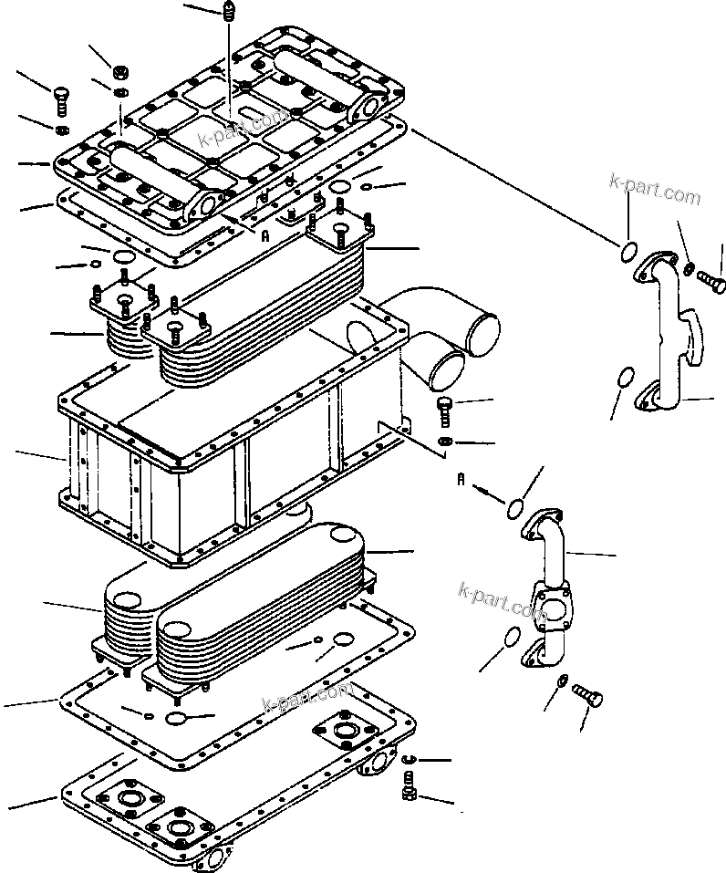 Komatsu parts book diagram for 330M S/N A10190-A10195 (DH637) (SA12V140Z-1): BRAKE OIL COOLER ASSM (561-03-63101)