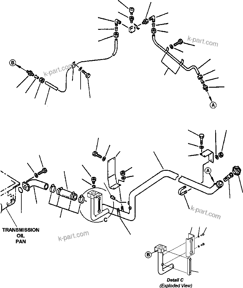 Komatsu parts book diagram for 330M S/N A10190-A10195 (DH637) (SA12V140Z-1): TRANSMISSION PIPING - 3