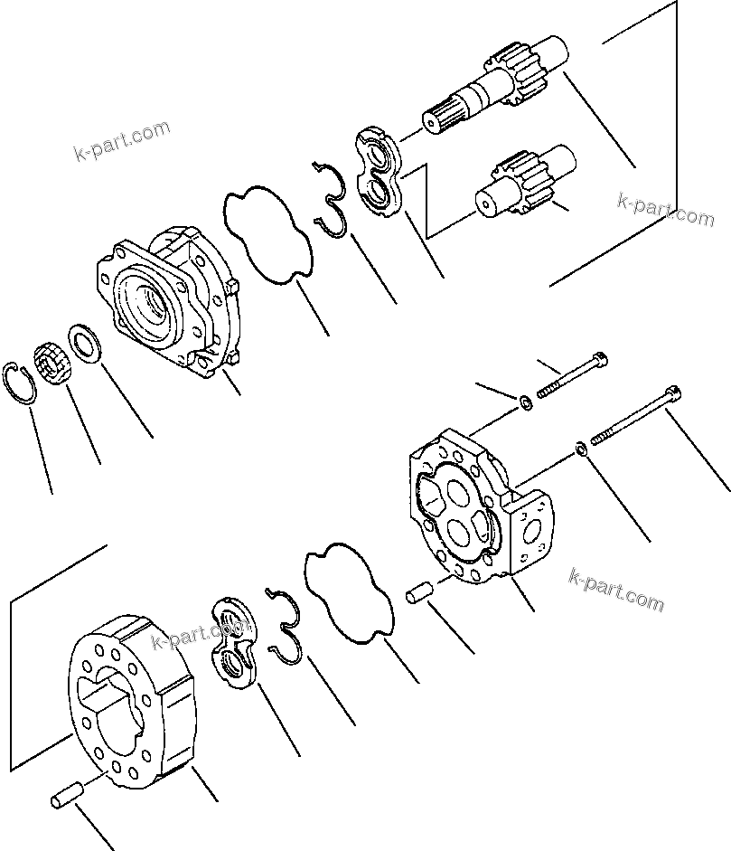Komatsu parts book diagram for 330M S/N A10190-A10195 (DH637) (SA12V140Z-1): TRANSMISSION - HYD PUMP (705-22-44020)