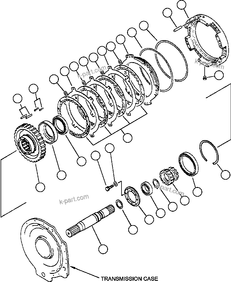 Komatsu parts book diagram for 330M S/N A10190-A10195 (DH637) (SA12V140Z-1): TRANSMISSION - HIGH CLUTCH