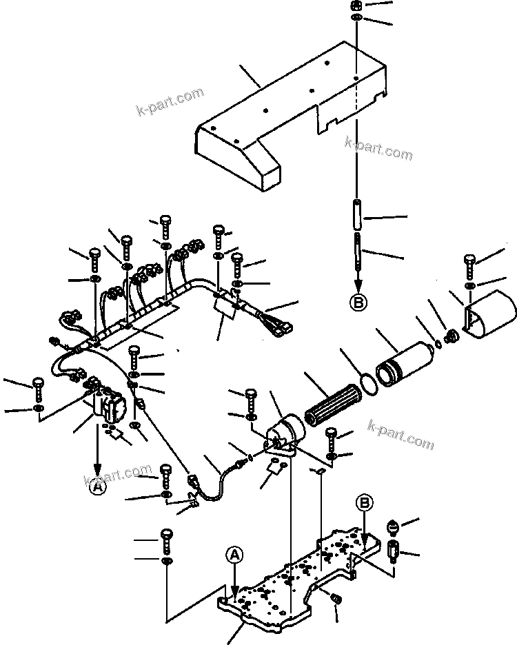 Komatsu parts book diagram for 330M S/N A10190-A10195 (DH637) (SA12V140Z-1): TRANSMISSION CONTROL VALVE