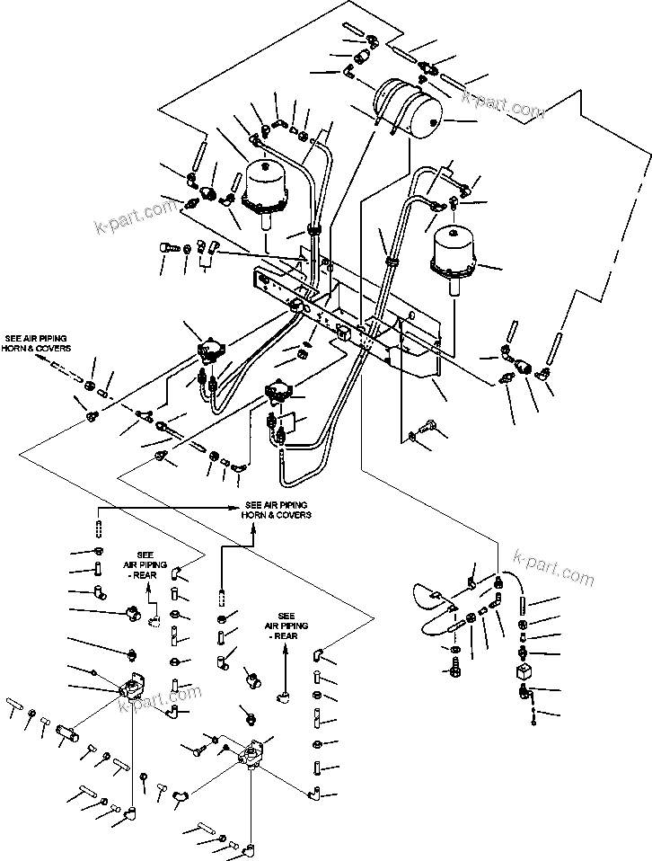 Komatsu parts book diagram for 330M S/N A10190-A10195 (DH637) (SA12V140Z-1): AIR PIPING - REAR TANK/CHAMBERS - 3