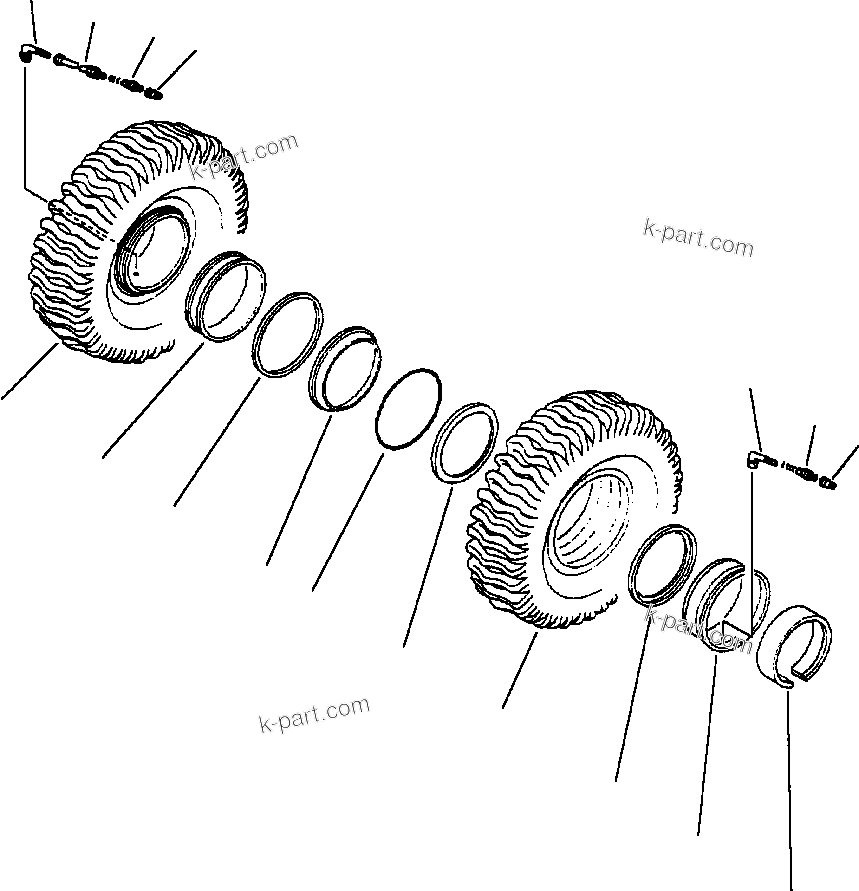 Komatsu parts book diagram for 330M S/N A10190-A10195 (DH637) (SA12V140Z-1): REAR WHEEL