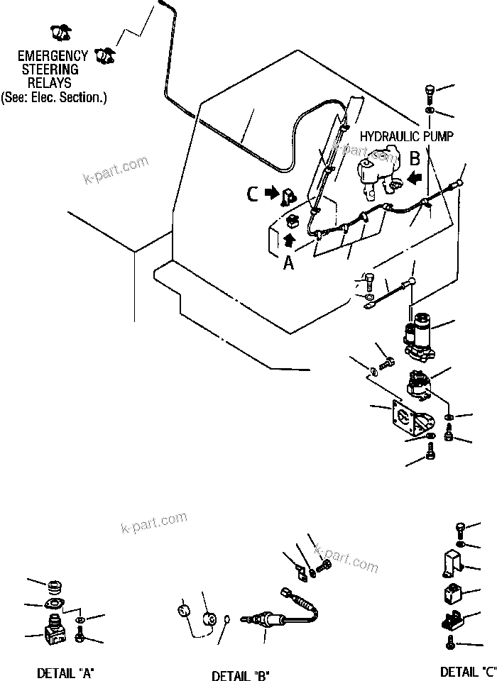 Komatsu parts book diagram for 330M S/N A10190-A10195 (DH637) (SA12V140Z-1): EMERGENCY STEERING INSTALLATION