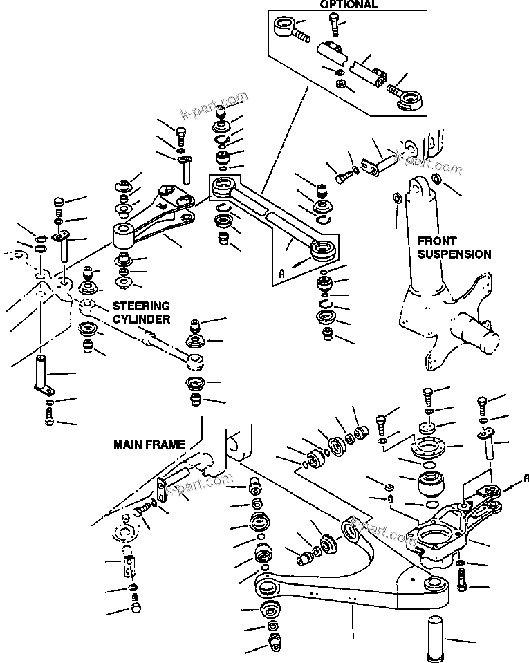 Komatsu parts book diagram for 330M S/N A10190-A10195 (DH637) (SA12V140Z-1): KNUCKLE & TIE ROD