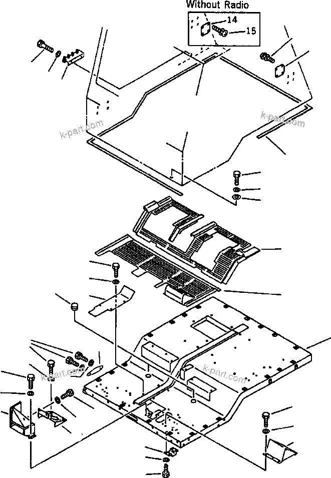 Komatsu parts book diagram for 330M S/N A10190-A10195 (DH637) (SA12V140Z-1): OPERATOR'S PLATFORM ASSEMBLY