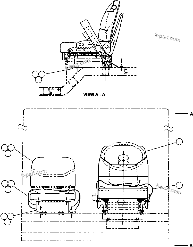 Komatsu parts book diagram for 330M S/N A10190-A10195 (DH637) (SA12V140Z-1): OPERATOR/BUDDY SEAT INSTALLATION