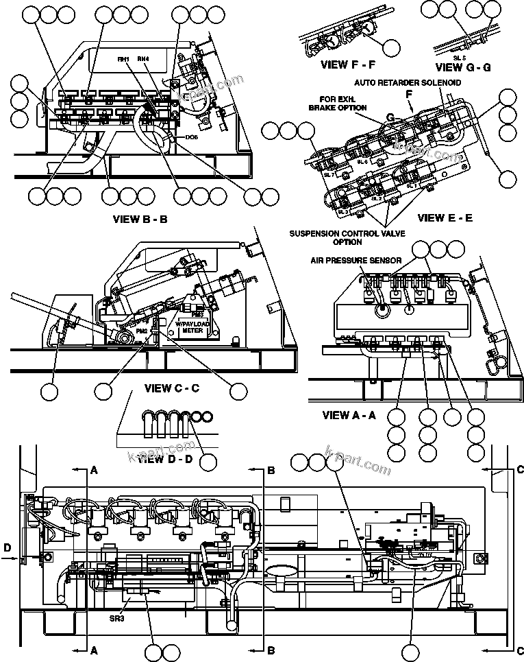 Komatsu parts book diagram for 330M S/N A10190-A10195 (DH637) (SA12V140Z-1): WIRING INSTALLATION - REAR CABINET