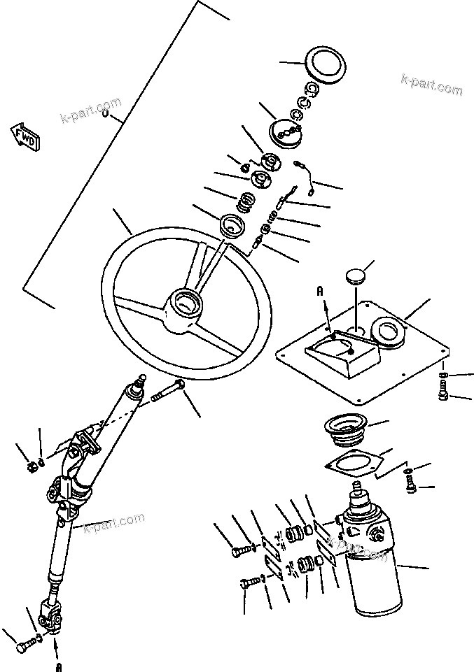 Komatsu parts book diagram for 330M S/N A10190-A10195 (DH637) (SA12V140Z-1): STEERING WHEEL & COLUMN INSTALLATION