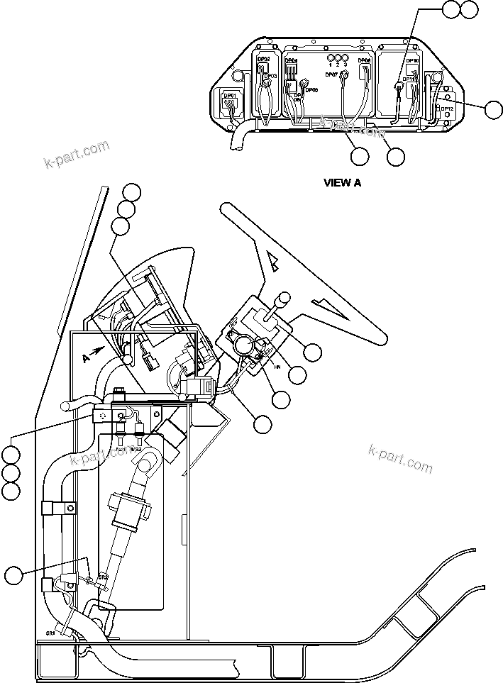 Komatsu parts book diagram for 330M S/N A10190-A10195 (DH637) (SA12V140Z-1): WIRING INSTALLATION - DASH