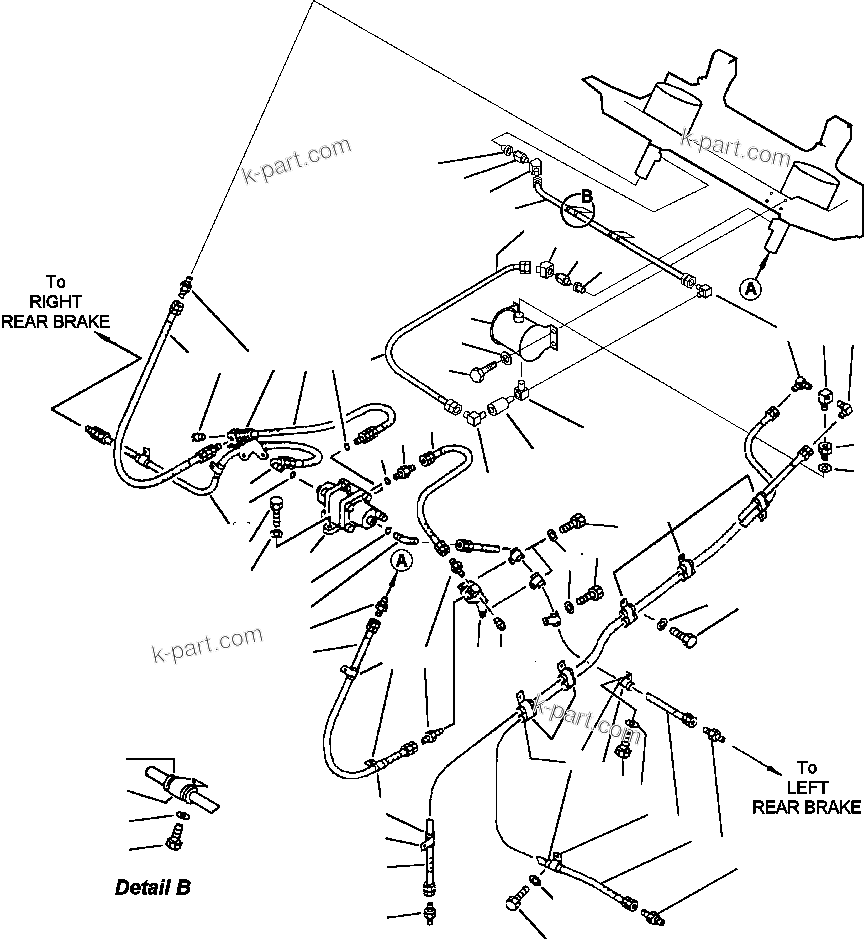 Komatsu parts book diagram for 330M S/N A10190-A10195 (DH637) (SA12V140Z-1): BRAKE OIL PIPING (REAR)