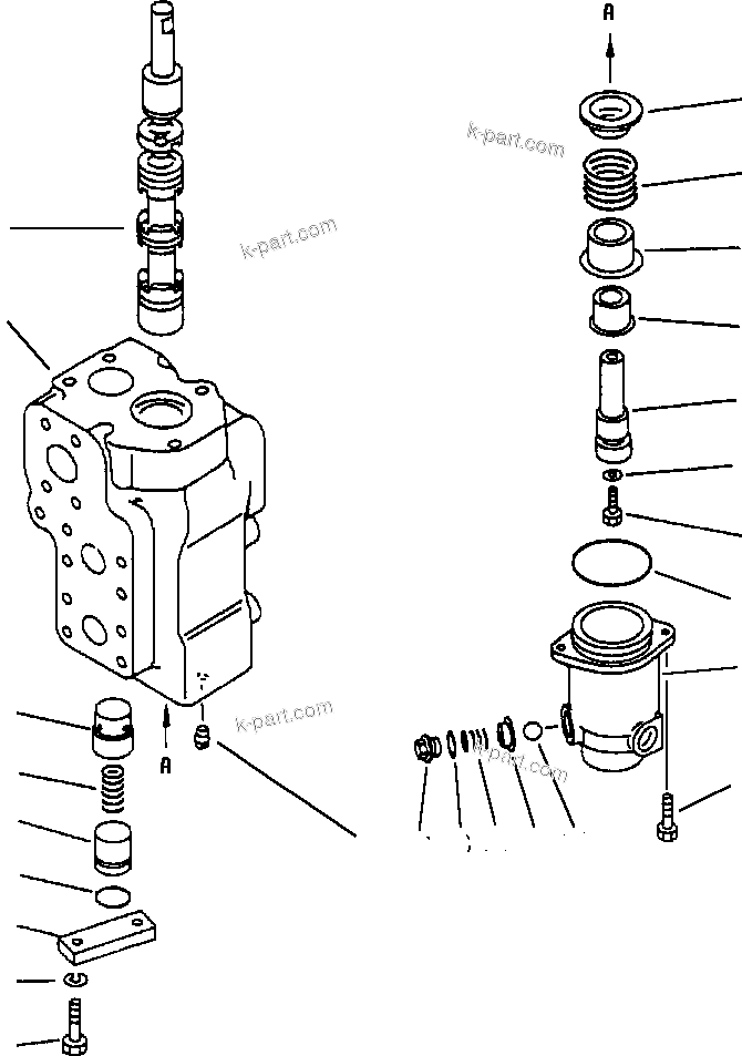 Komatsu parts book diagram for 330M S/N A10190-A10195 (DH637) (SA12V140Z-1): HOIST VALVE - 1 (701-37-19003)