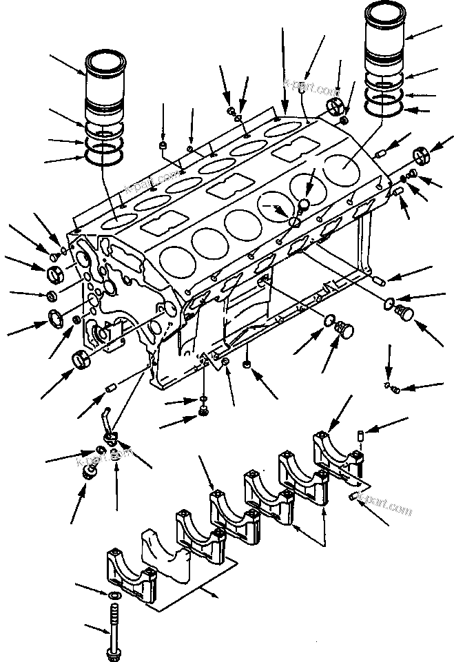 Komatsu parts book diagram for 330M S/N A10190-A10195 (DH637) (SA12V140Z-1): CYLINDER BLOCK