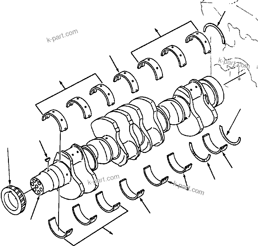 Komatsu parts book diagram for 330M S/N A10190-A10195 (DH637) (SA12V140Z-1): CRANKSHAFT