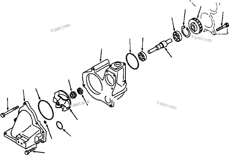 Komatsu parts book diagram for 330M S/N A10190-A10195 (DH637) (SA12V140Z-1): WATER PUMP