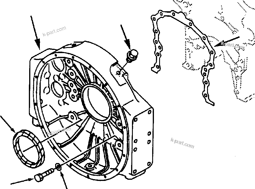 Komatsu parts book diagram for 330M S/N A10190-A10195 (DH637) (SA12V140Z-1): FLYWHEEL HOUSING