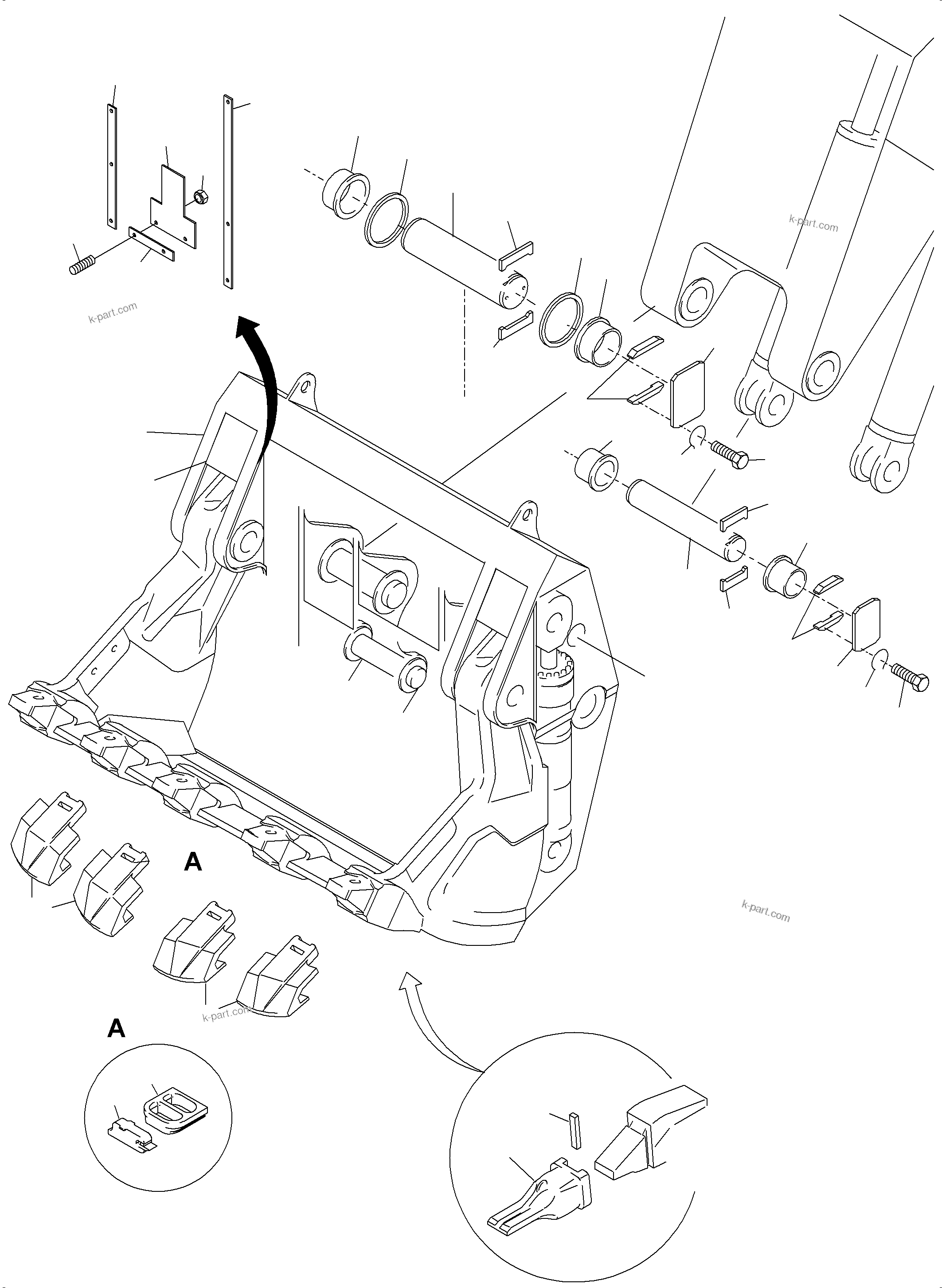 Komatsu parts book diagram for PC3000-6E S/N 06262: BULLCLAM BUCKET 12 CBM