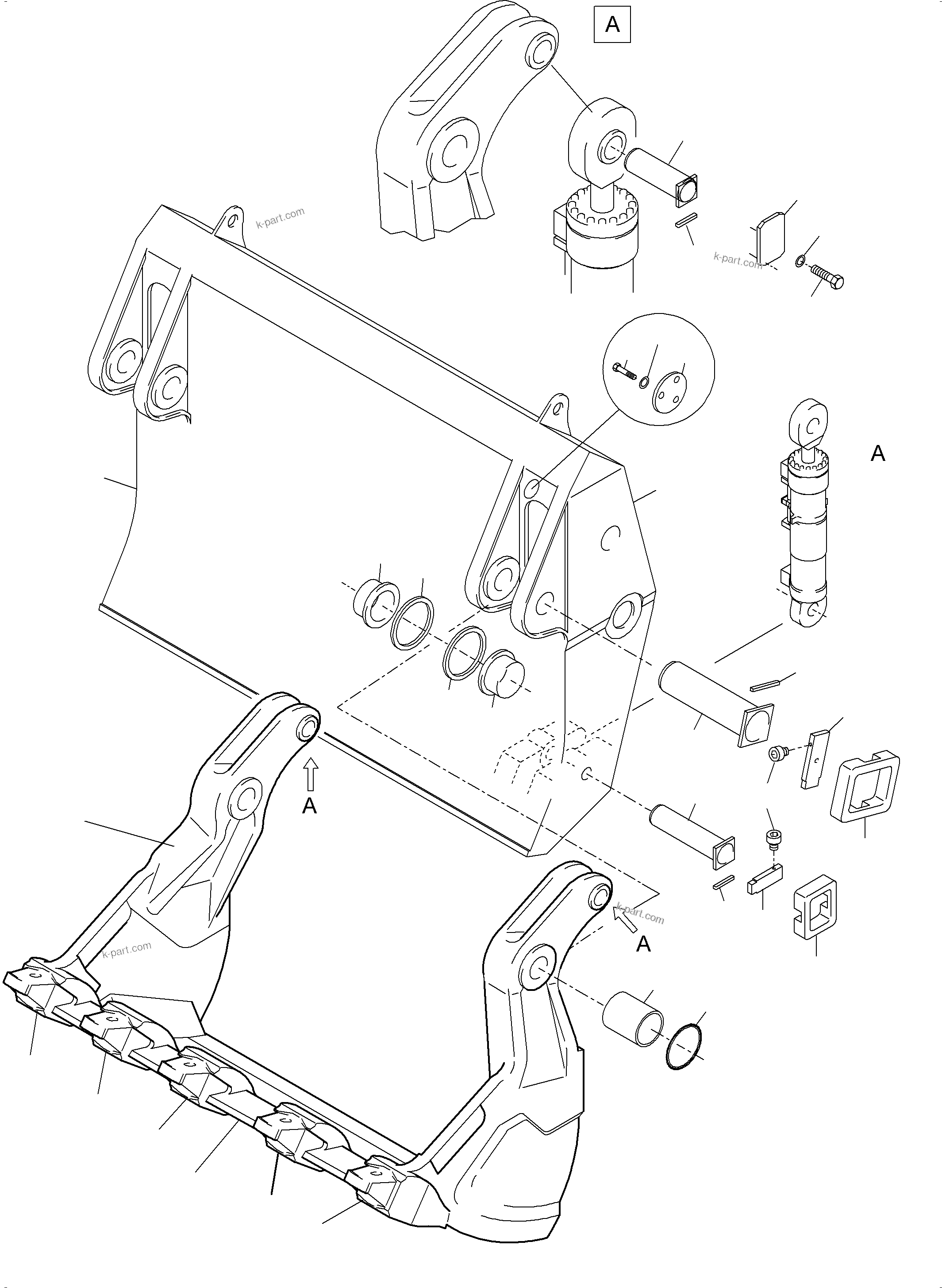 Komatsu parts book diagram for PC3000-6E S/N 06262: BULLCLAM BUCKET 12 CBM