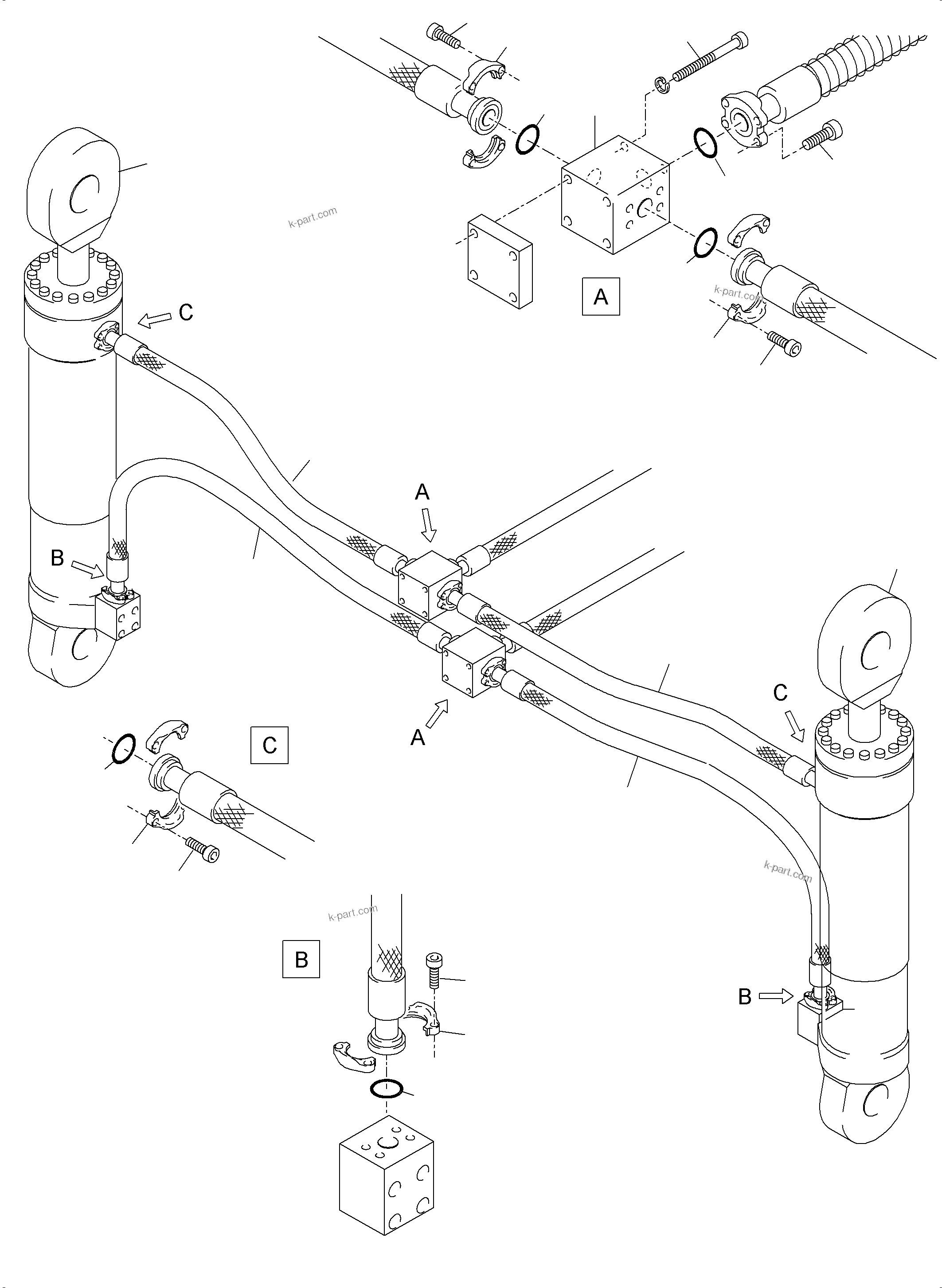 Komatsu parts book diagram for PC3000-6E S/N 06262: BULLCLAM BUCKET 12 CBM