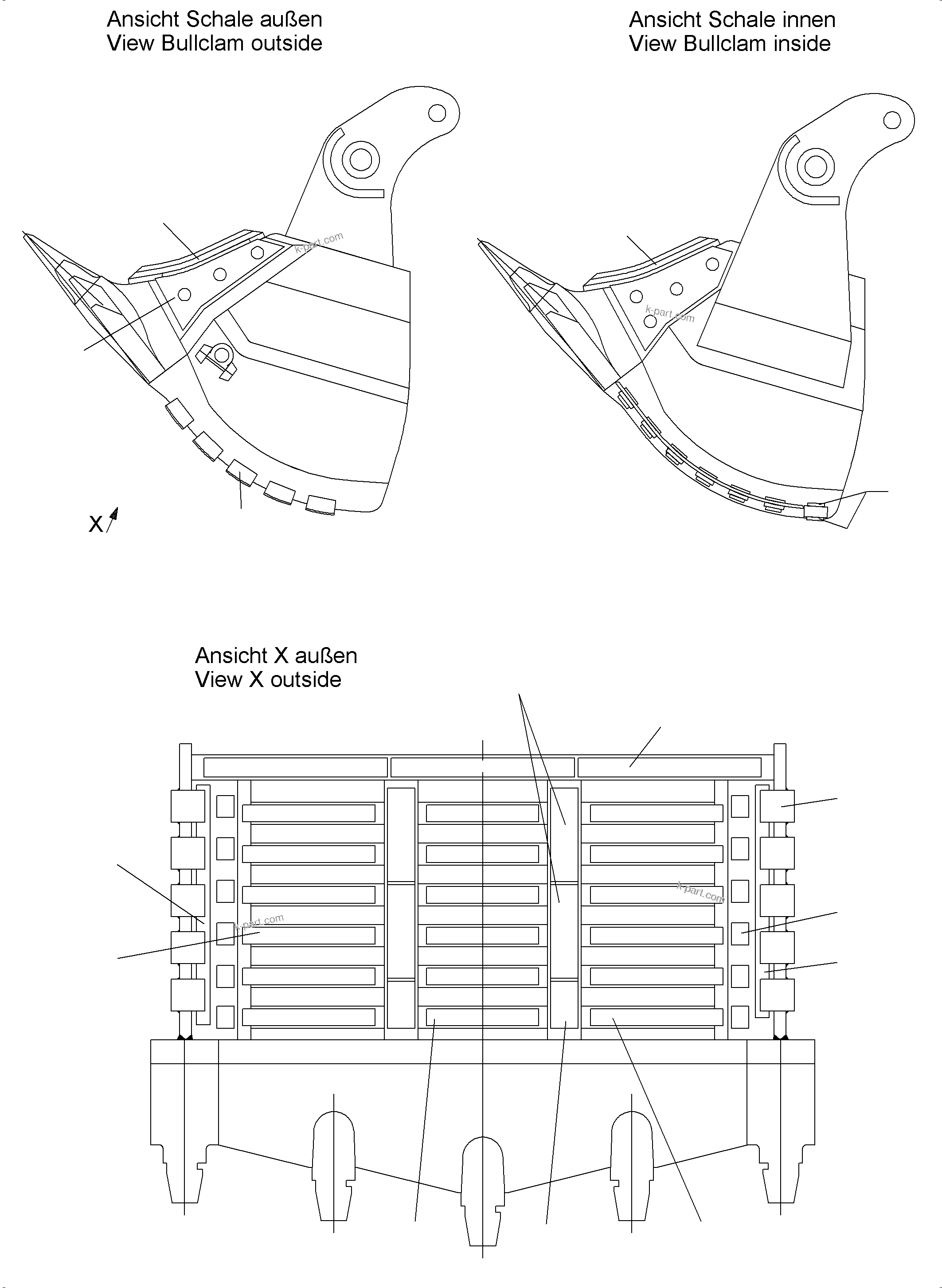 Komatsu parts book diagram for PC3000-6E S/N 06262: WEAR PACKAGE BACK PANEL AND BULLCLAM 12 CBM WP3