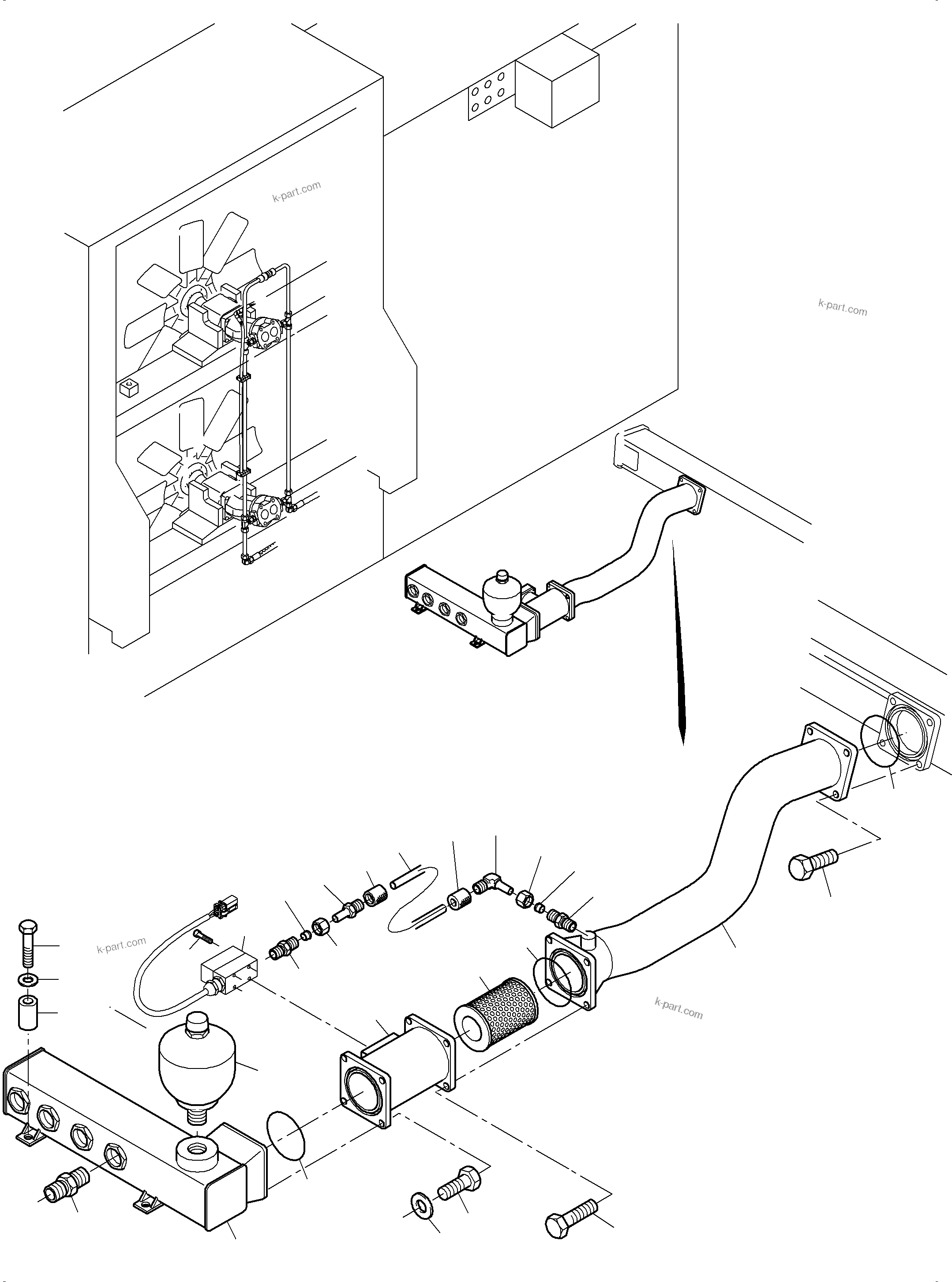 Komatsu parts book diagram for PC3000-6E S/N 06262: OIL COOLER - HOSES ASSY.