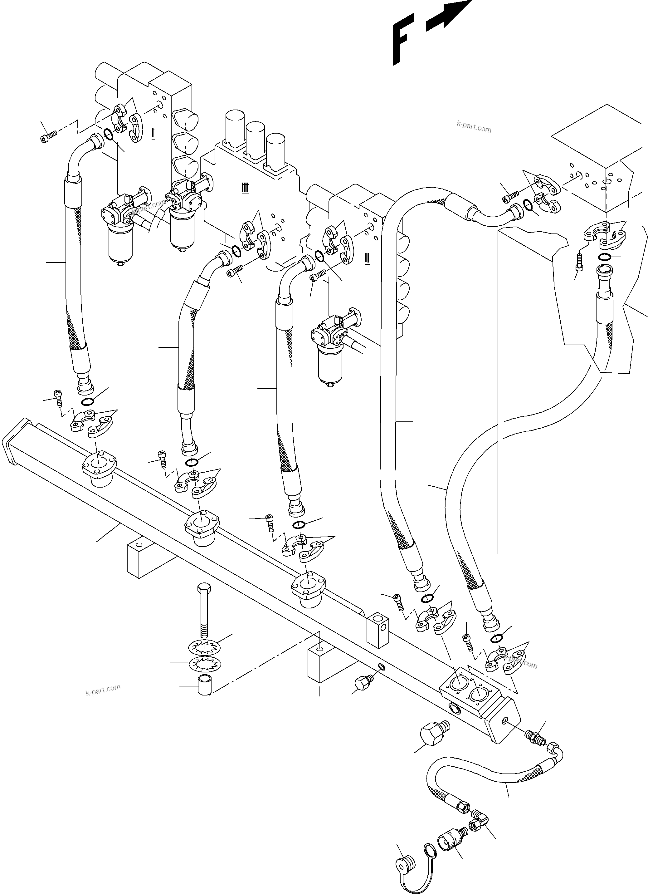 Komatsu parts book diagram for PC3000-6E S/N 06262: RETURN LINES - CONTROLBLOCKS