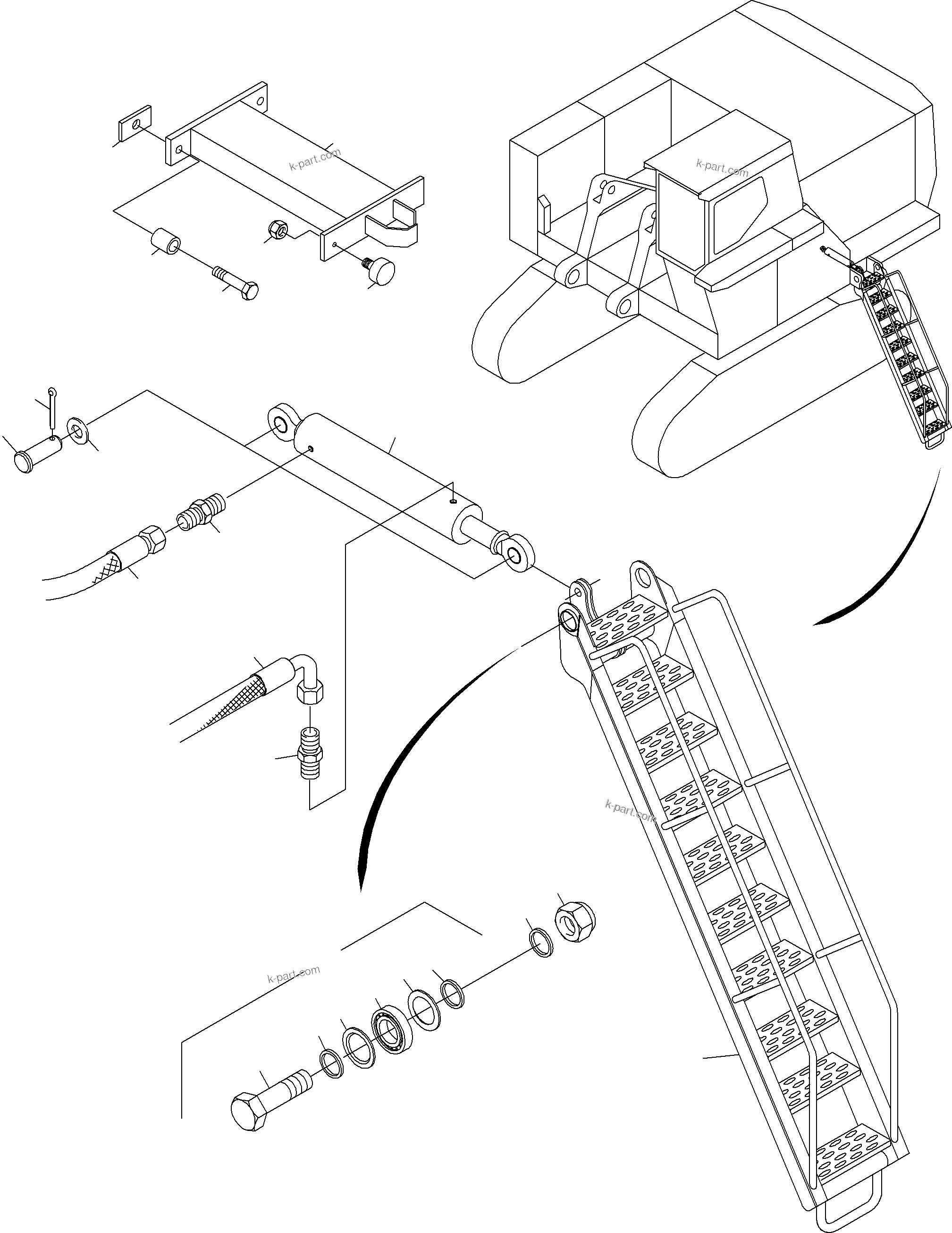 Komatsu parts book diagram for PC3000-6E S/N 06262: LADDER