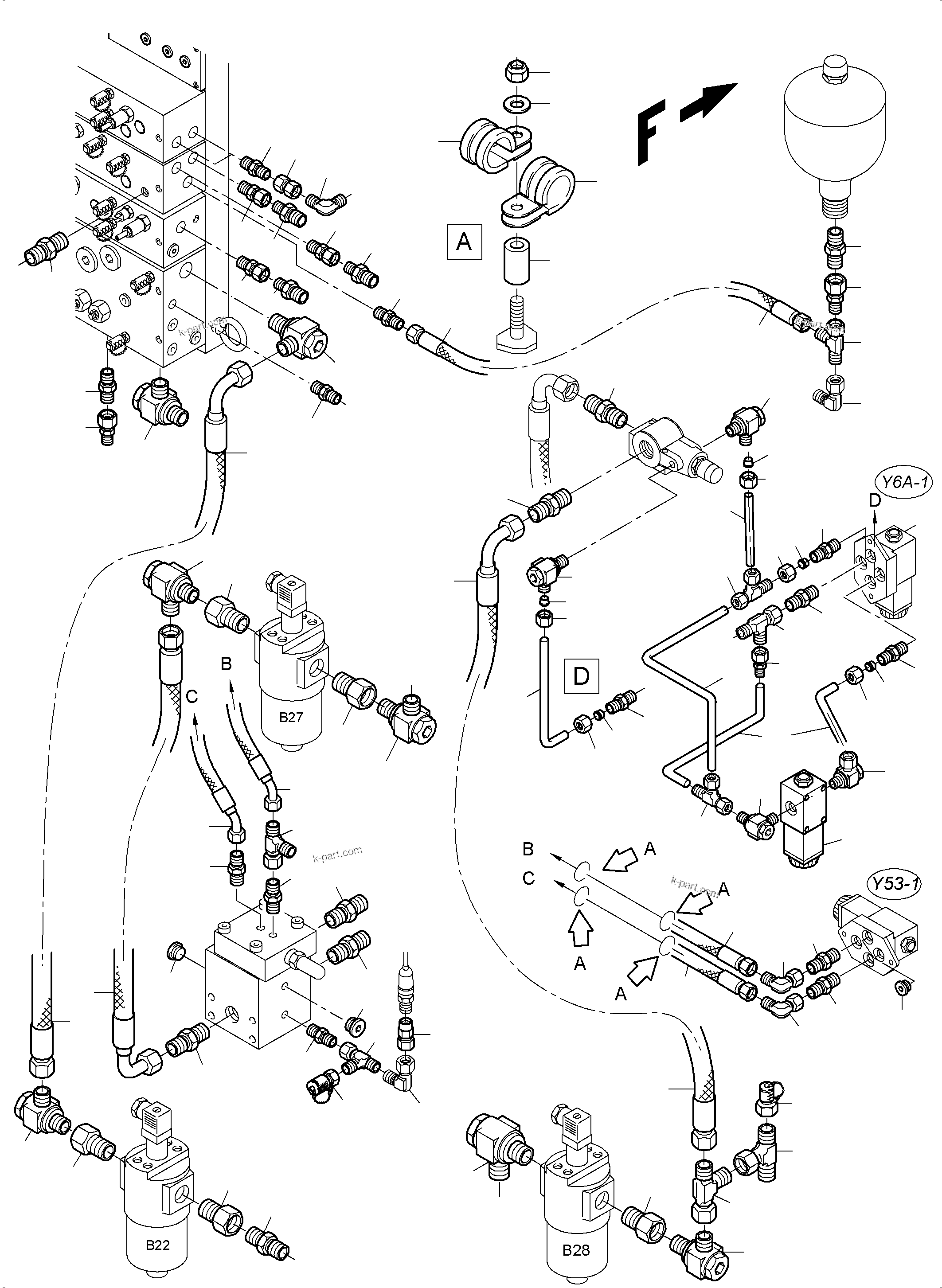 Komatsu parts book diagram for PC3000-6E S/N 06262: CONTROL- AND FILTER PLATE