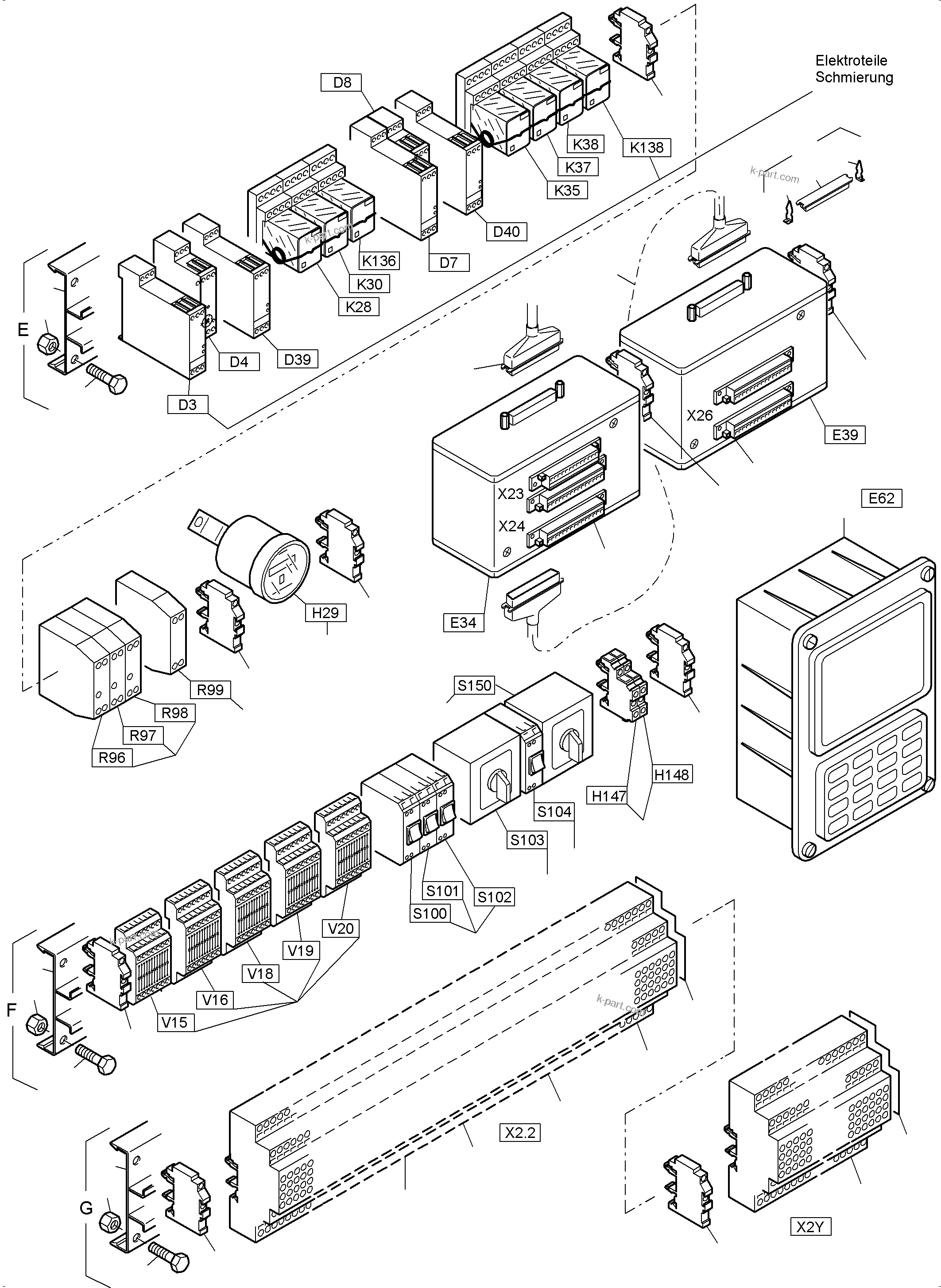 Komatsu parts book diagram for PC3000-6E S/N 06262: MAIN SWITCH BOX X2 IN CAB SUPPORT