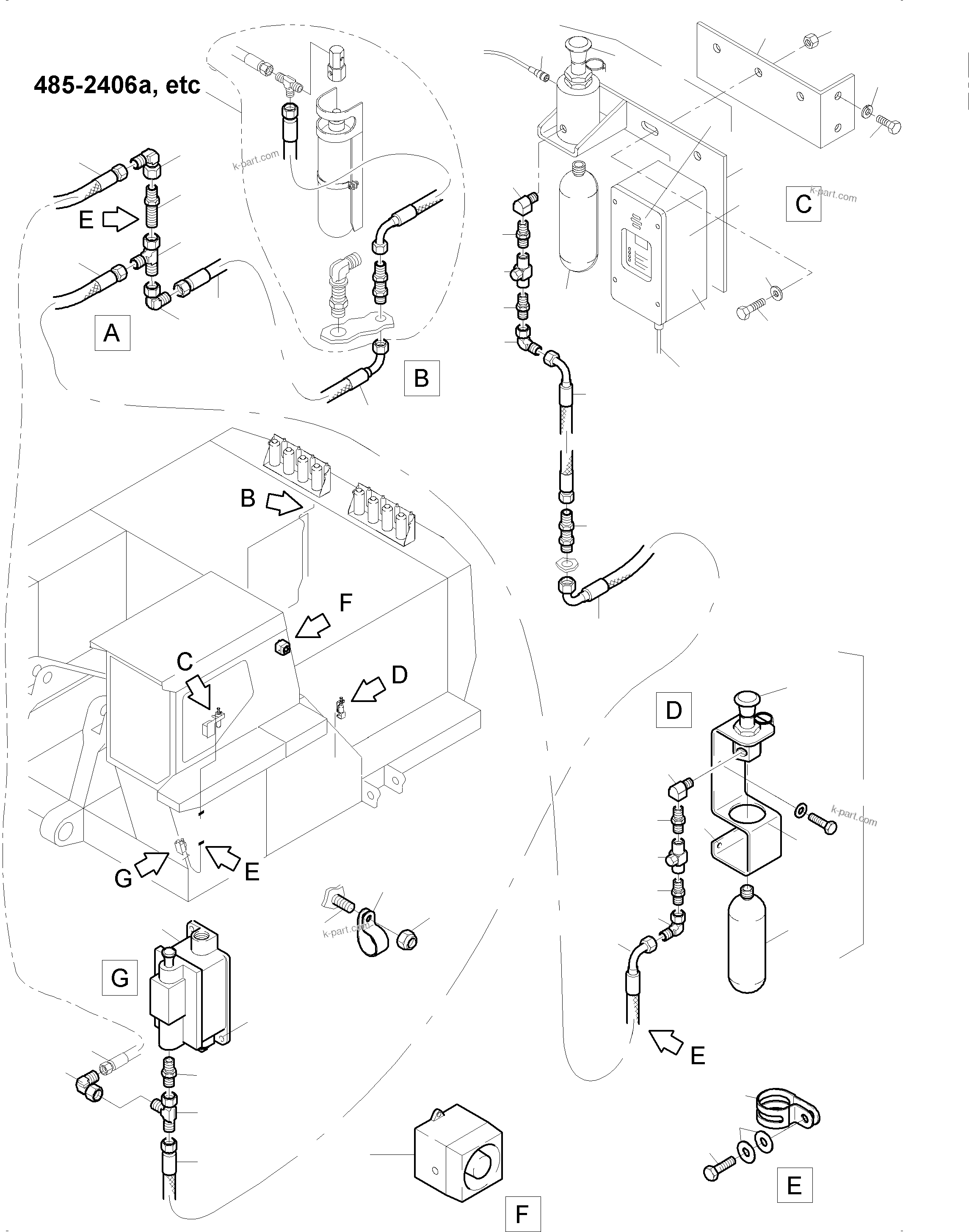 Komatsu parts book diagram for PC3000-6E S/N 06262: ACTUATING SYSTEM, HANDOPERATED