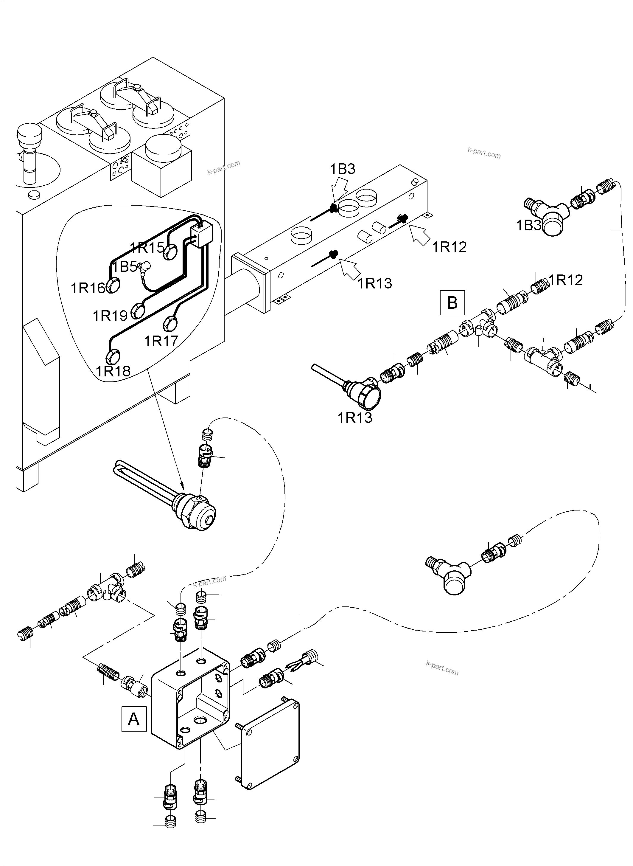 Komatsu parts book diagram for PC3000-6E S/N 06262: CABLES - TEMPERATURE CONDITIONING