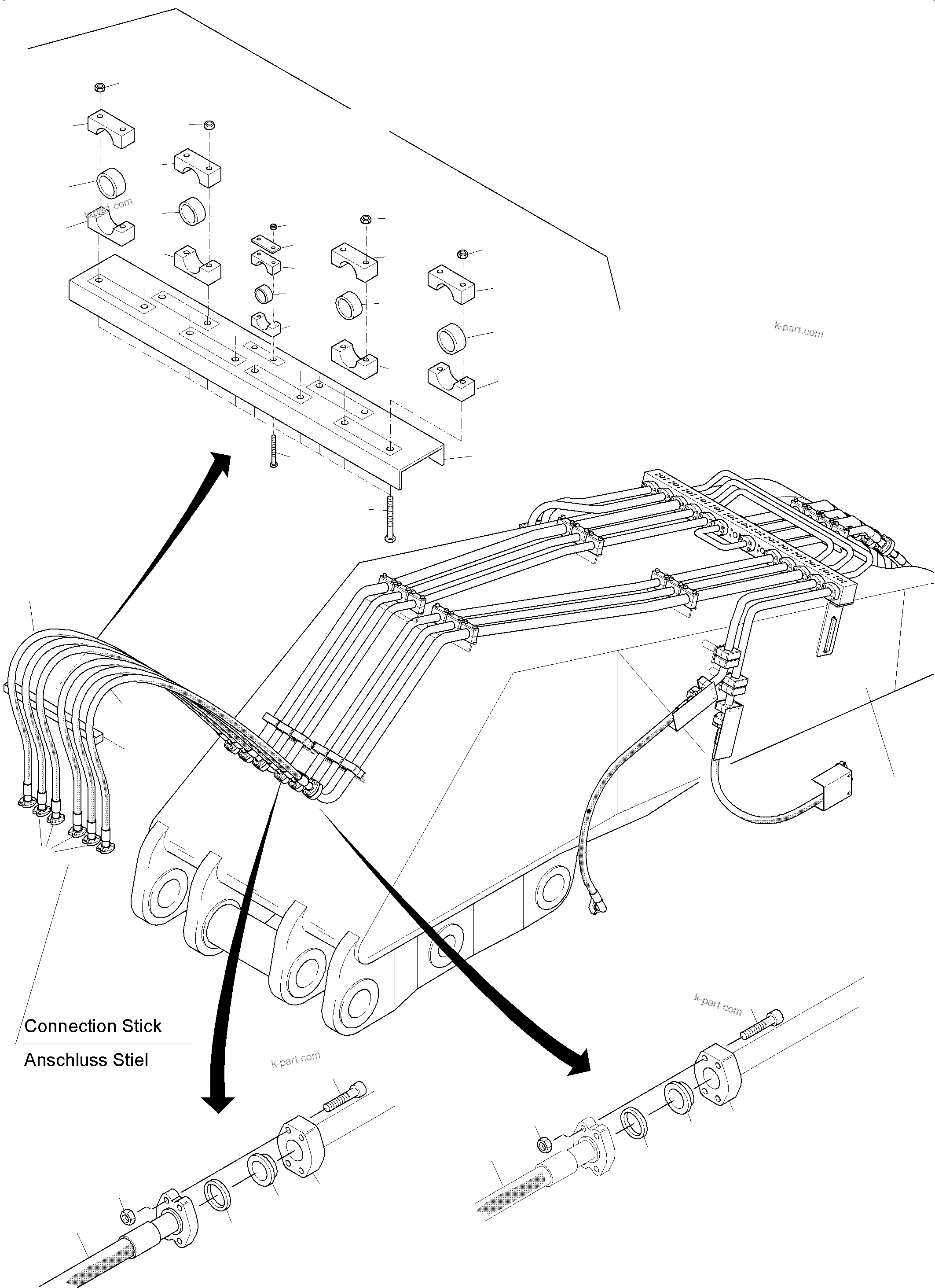Komatsu parts book diagram for PC3000-6E S/N 06262: BULLCLAM BUCKET BOOM 6M