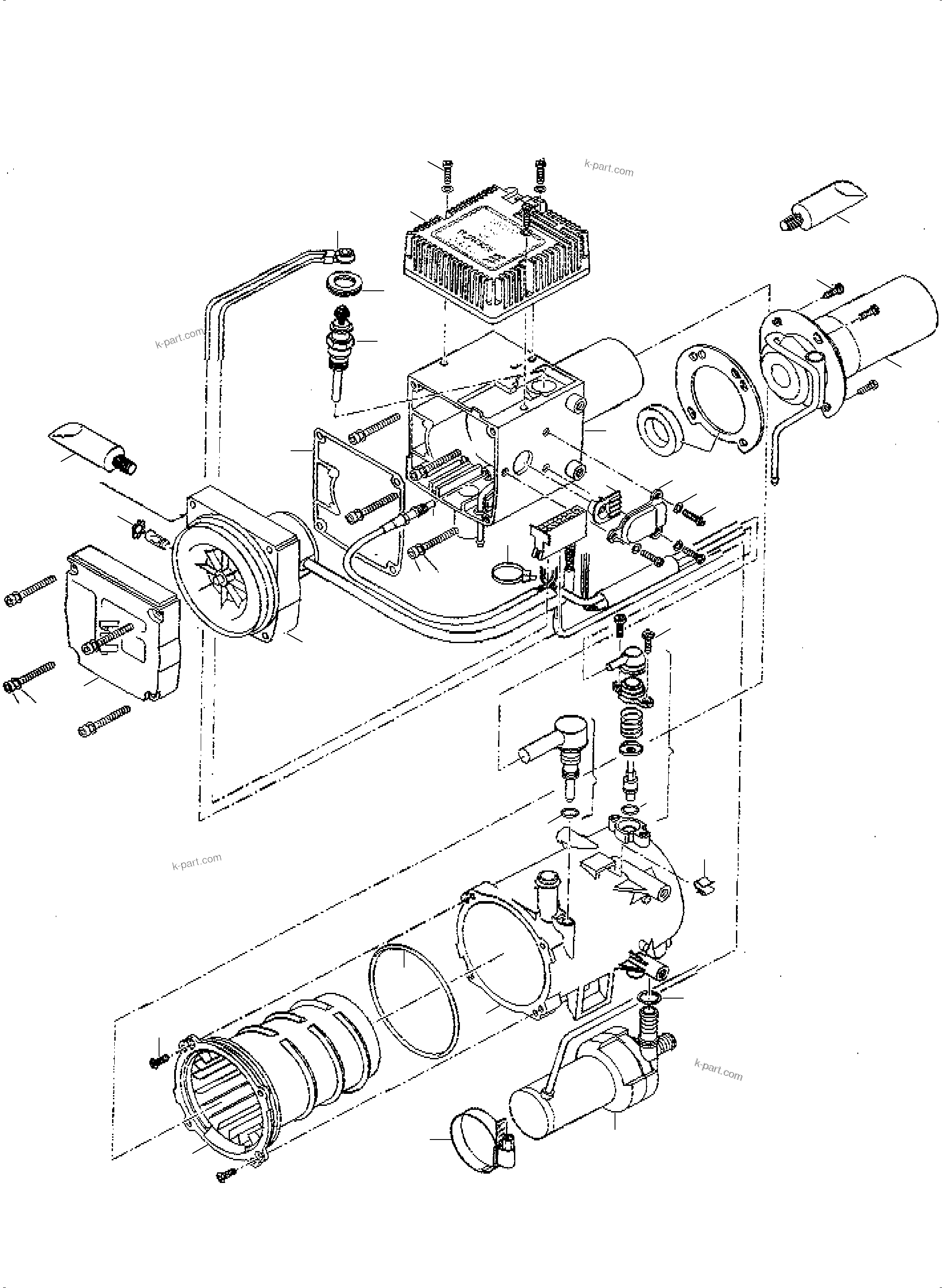 Komatsu parts book diagram for PC3000-6 S/N 06267: WATER HEATING