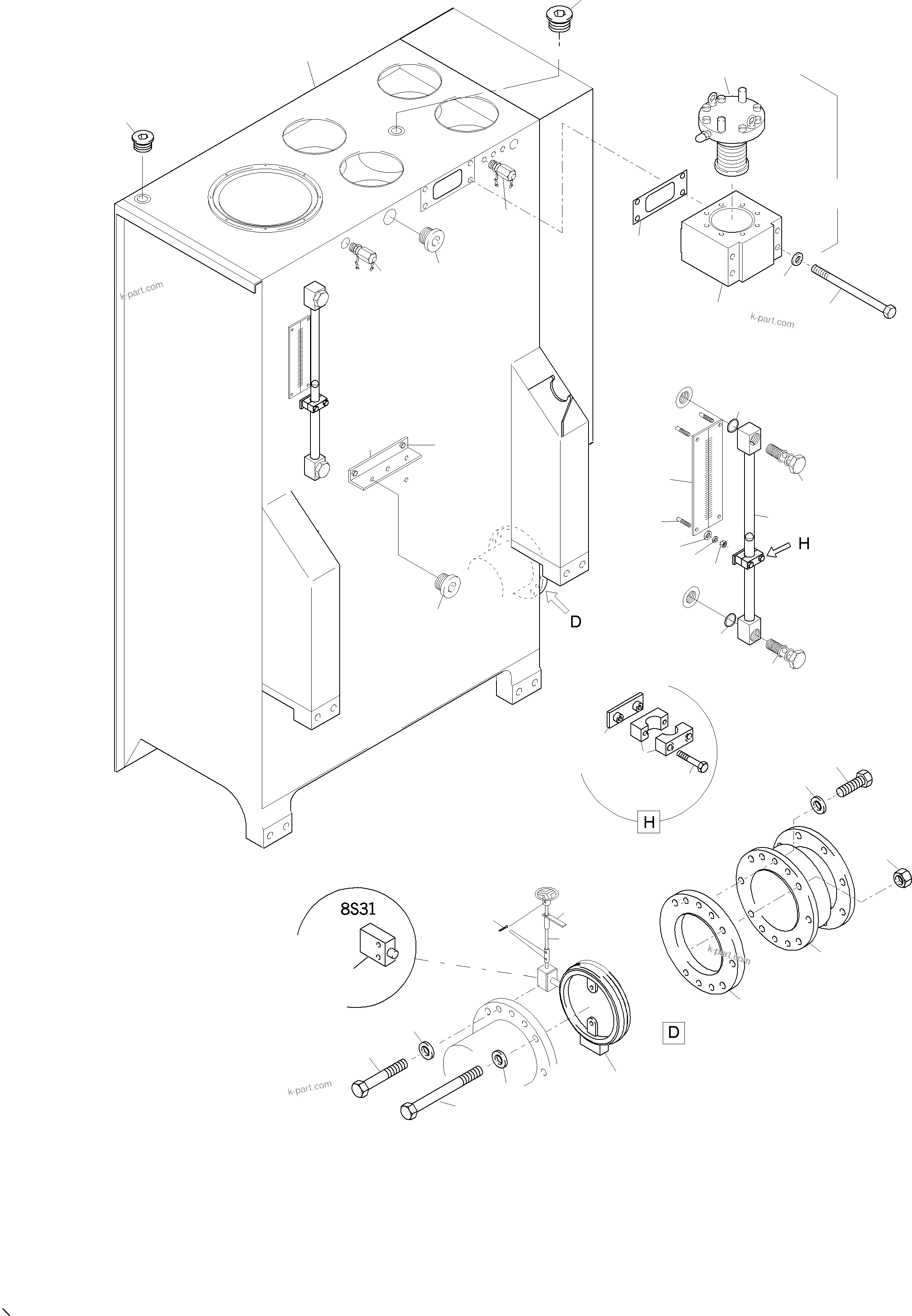 Komatsu parts book diagram for PC3000-6 S/N 06267: MAIN OIL TANK