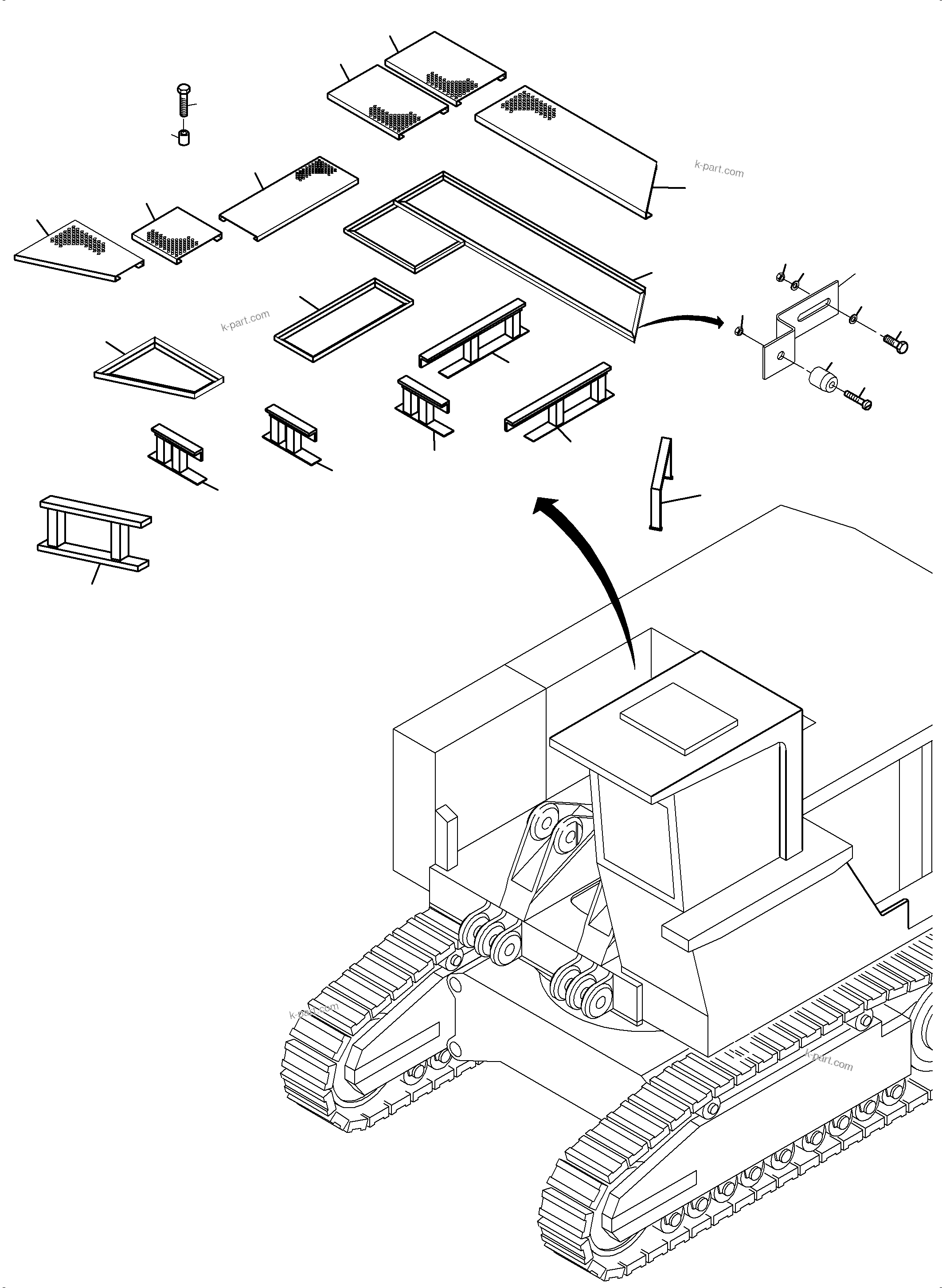 Komatsu parts book diagram for PC3000-6 S/N 06267: PLATFORM (WITH CATWALK FUEL TANK)