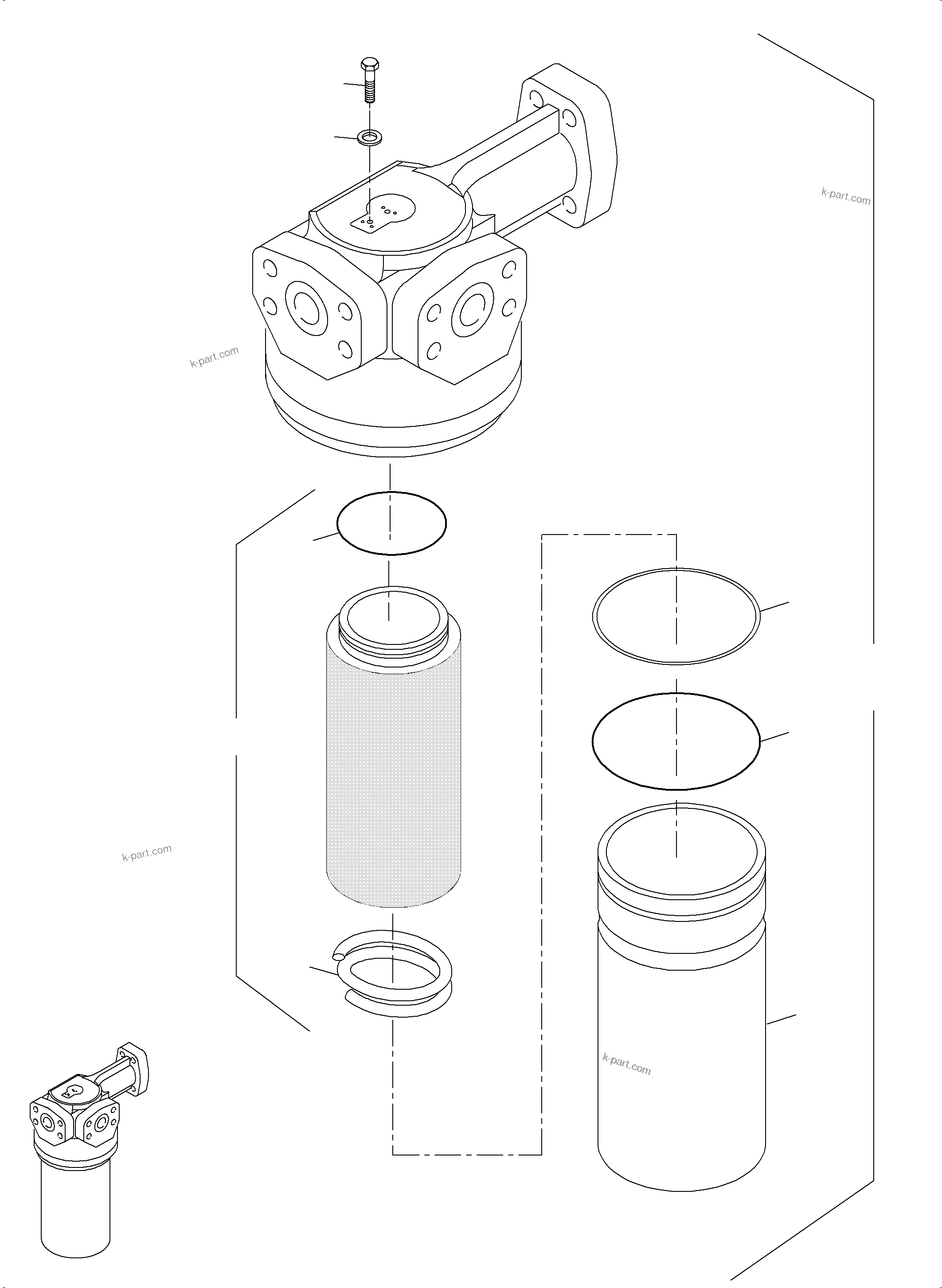 Komatsu parts book diagram for PC3000-6 S/N 06267: H. P. FILTER