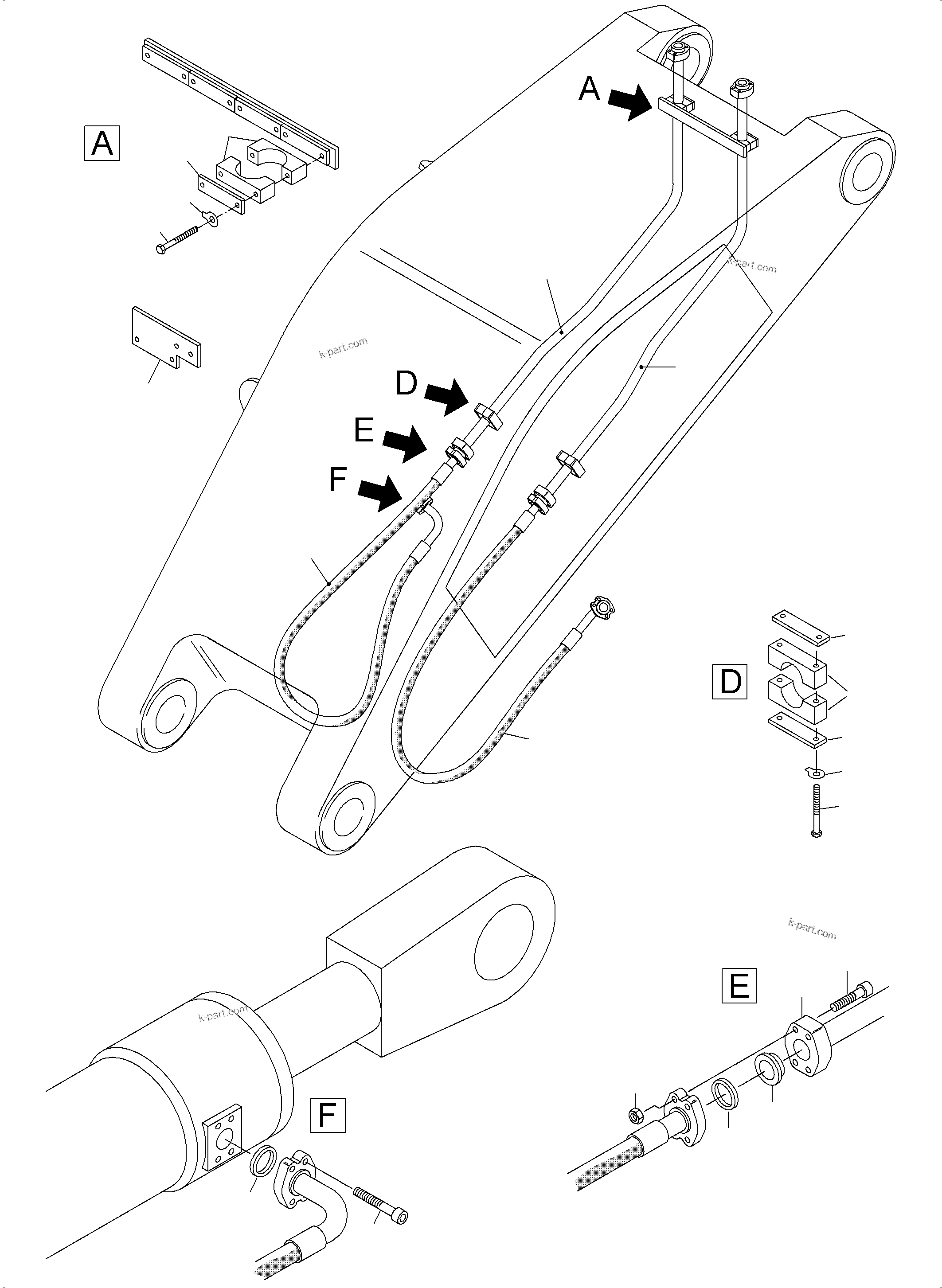 Komatsu parts book diagram for PC3000-6 S/N 06267: BULLCALM BUCKET STICK 4.3 M