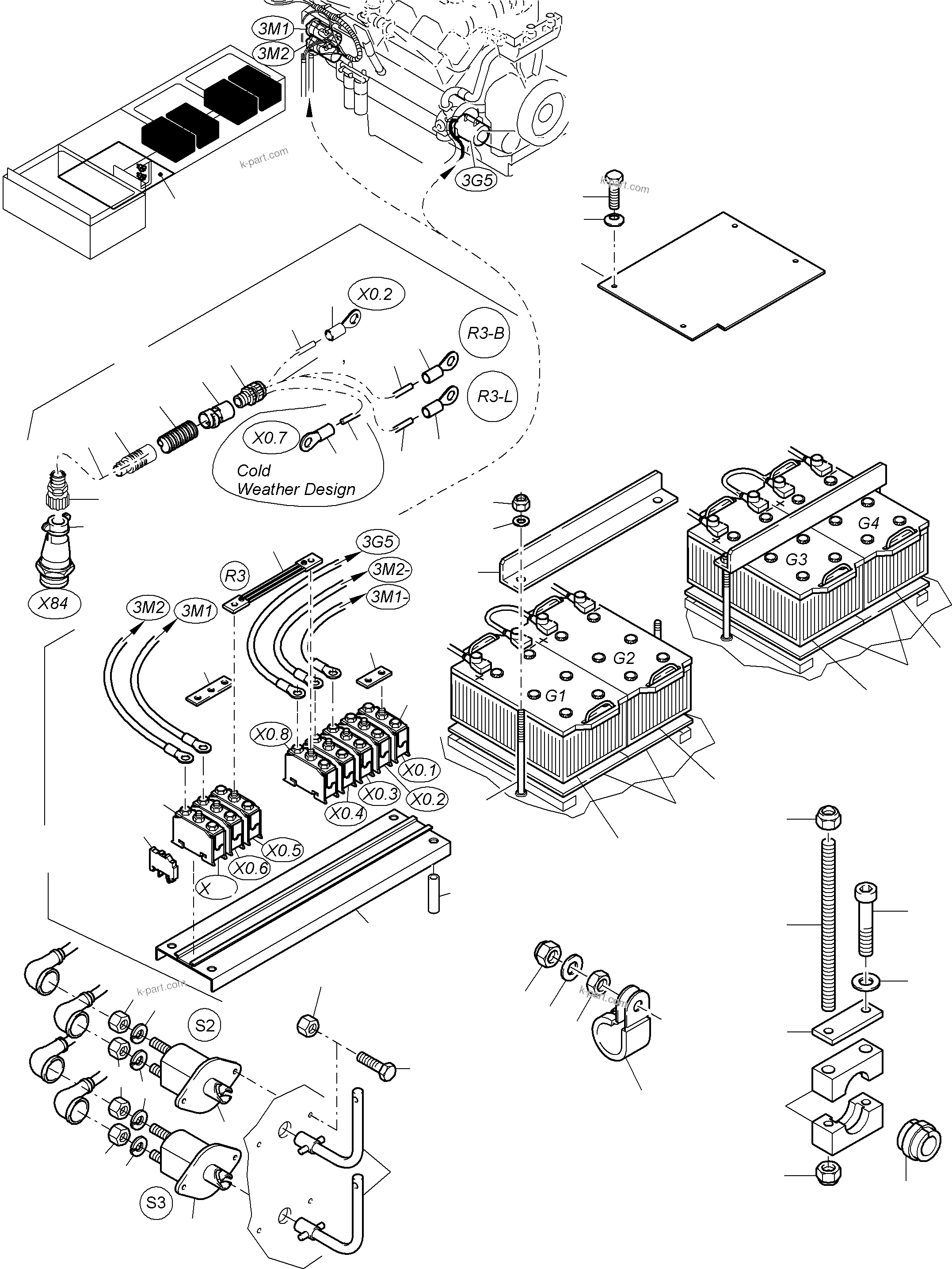 Komatsu parts book diagram for PC3000-6 S/N 06267: BATTERIES WITH CABLES