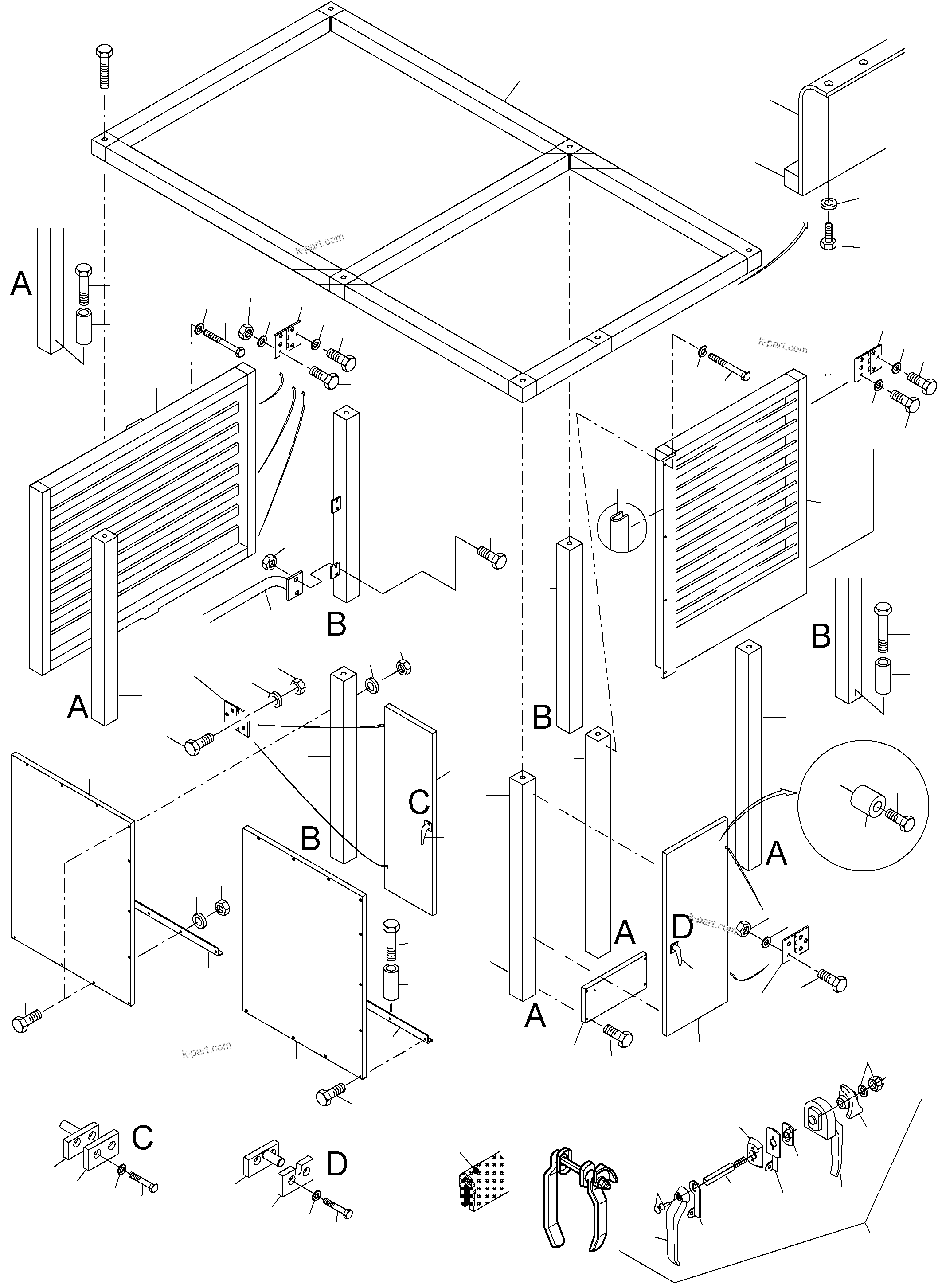 Komatsu parts book diagram for PC3000-6 S/N 06267: COVERING - ENGINE HOUSING